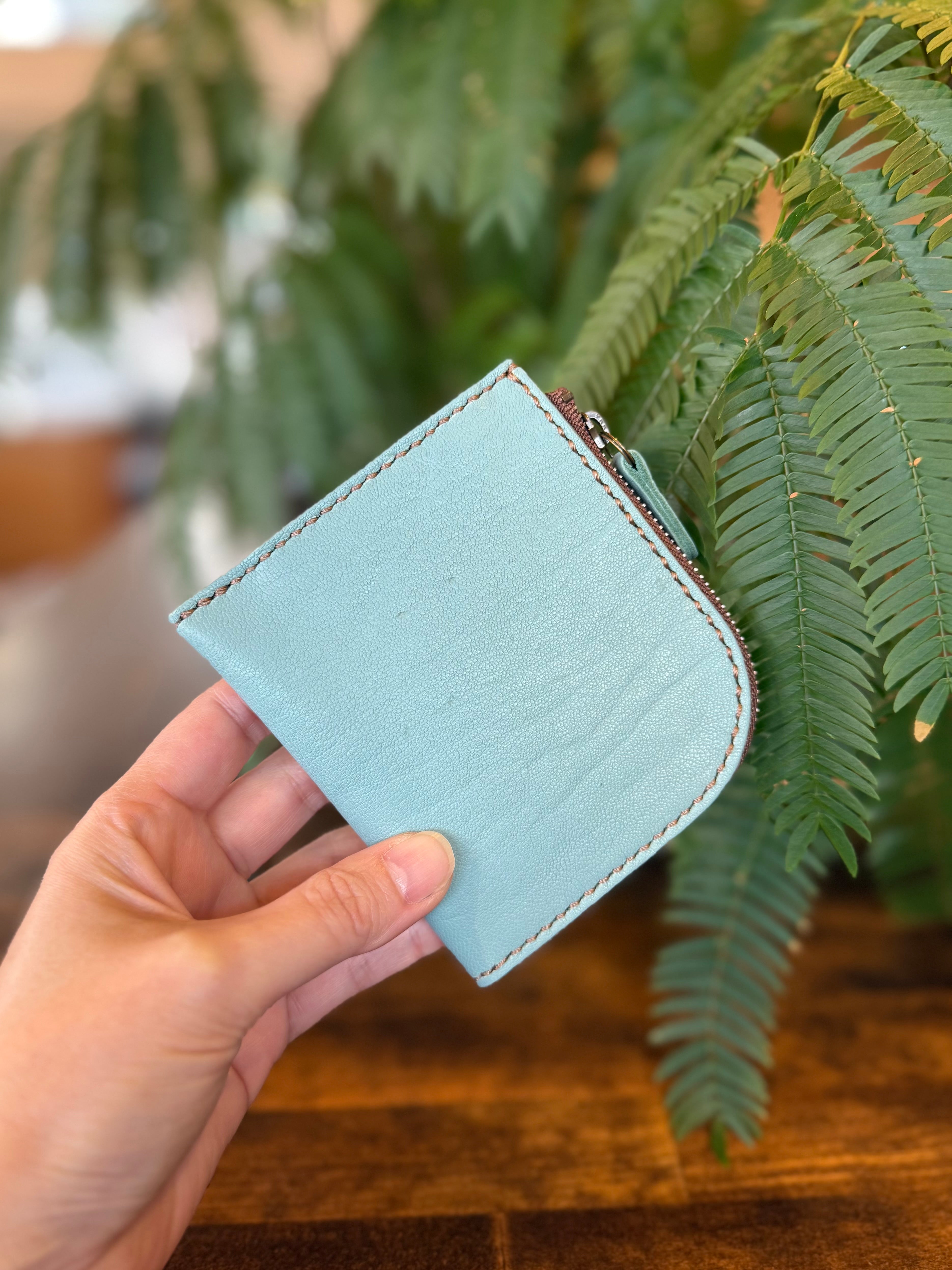 【屋久鹿革】島財布・ターコイズ
