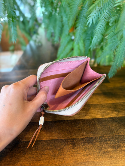 【京鹿革】究極の島財布（茶×桜）