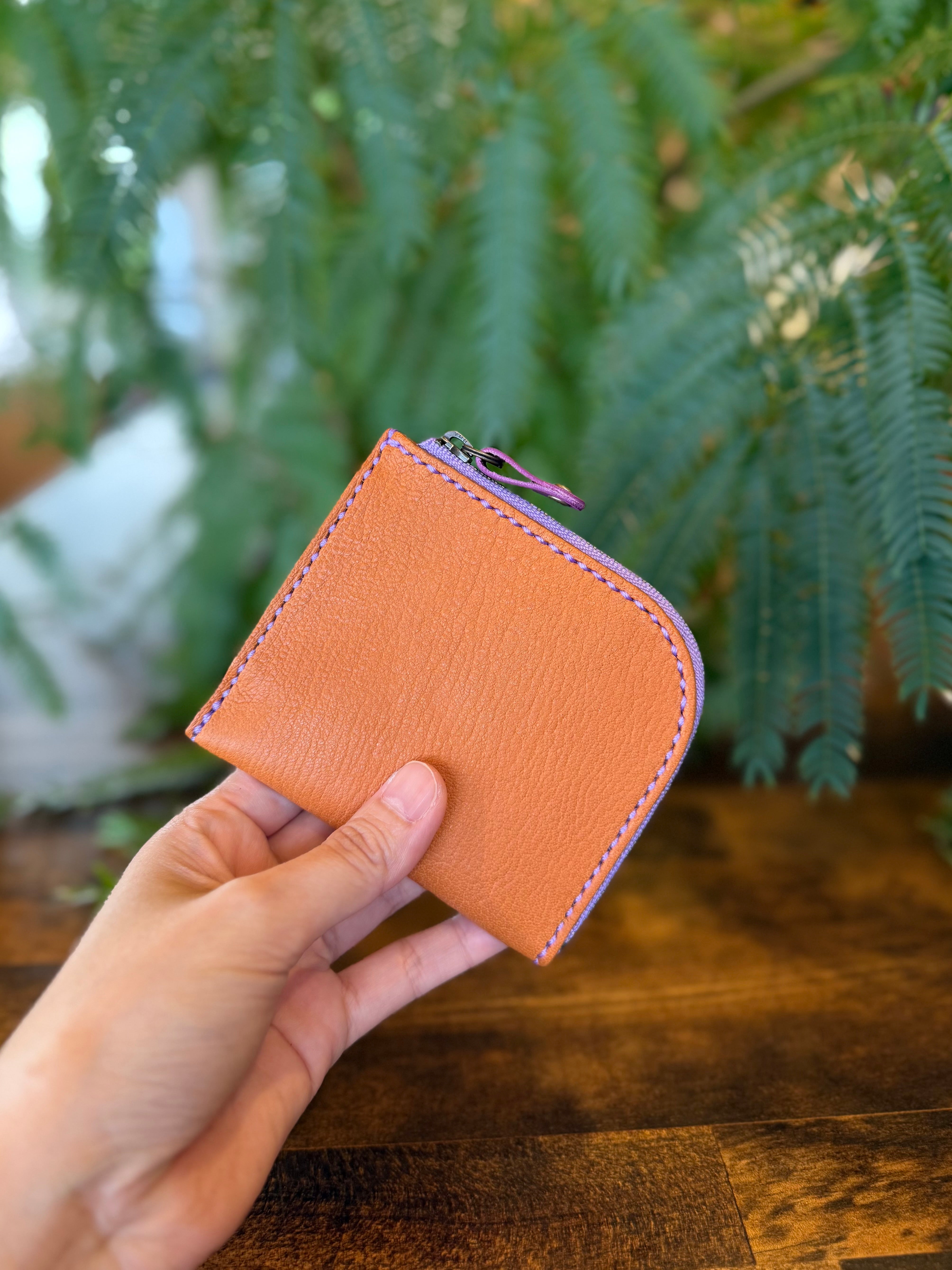 【屋久鹿革】島財布・キャメル