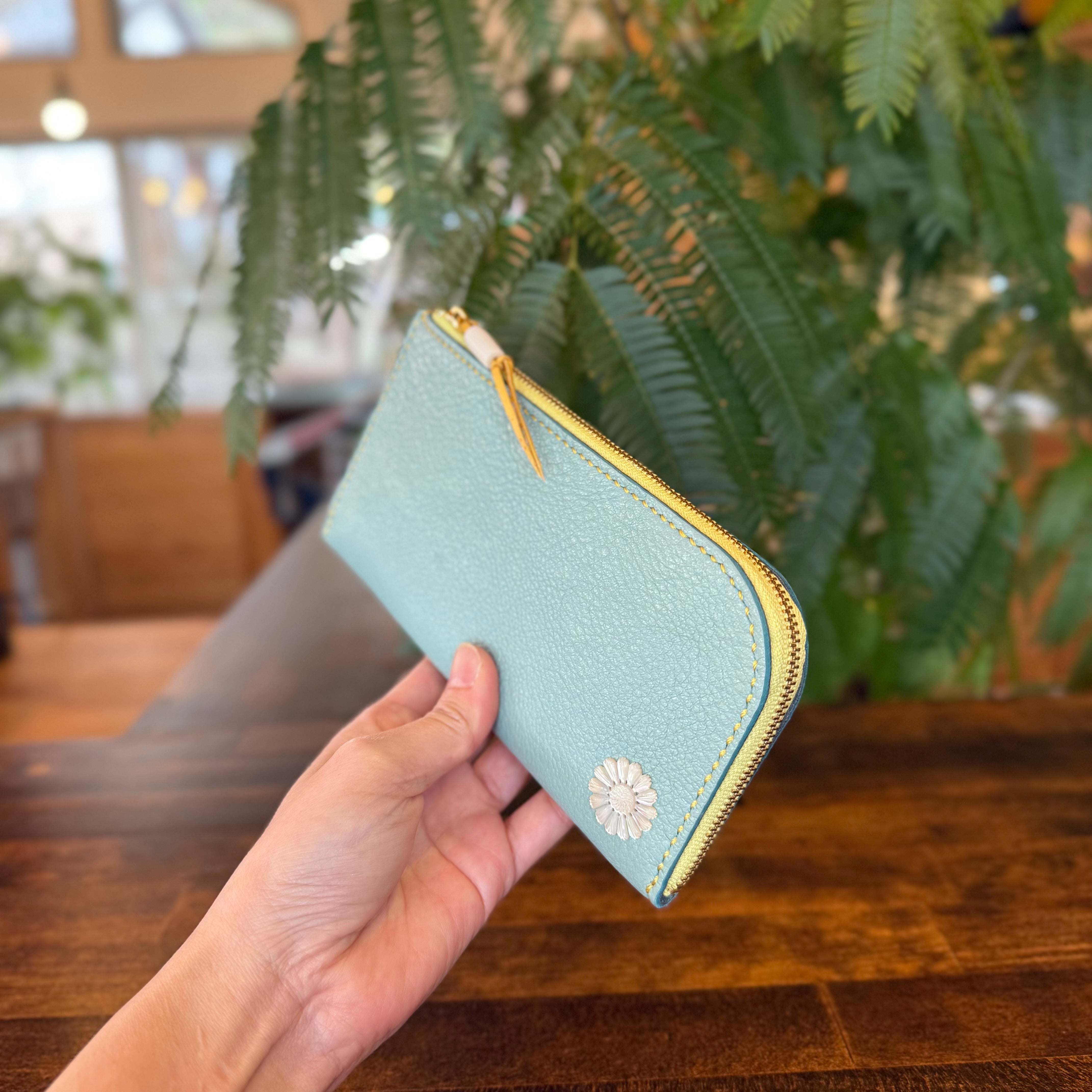 【屋久鹿革】島財布セミロング（ターコイズ）