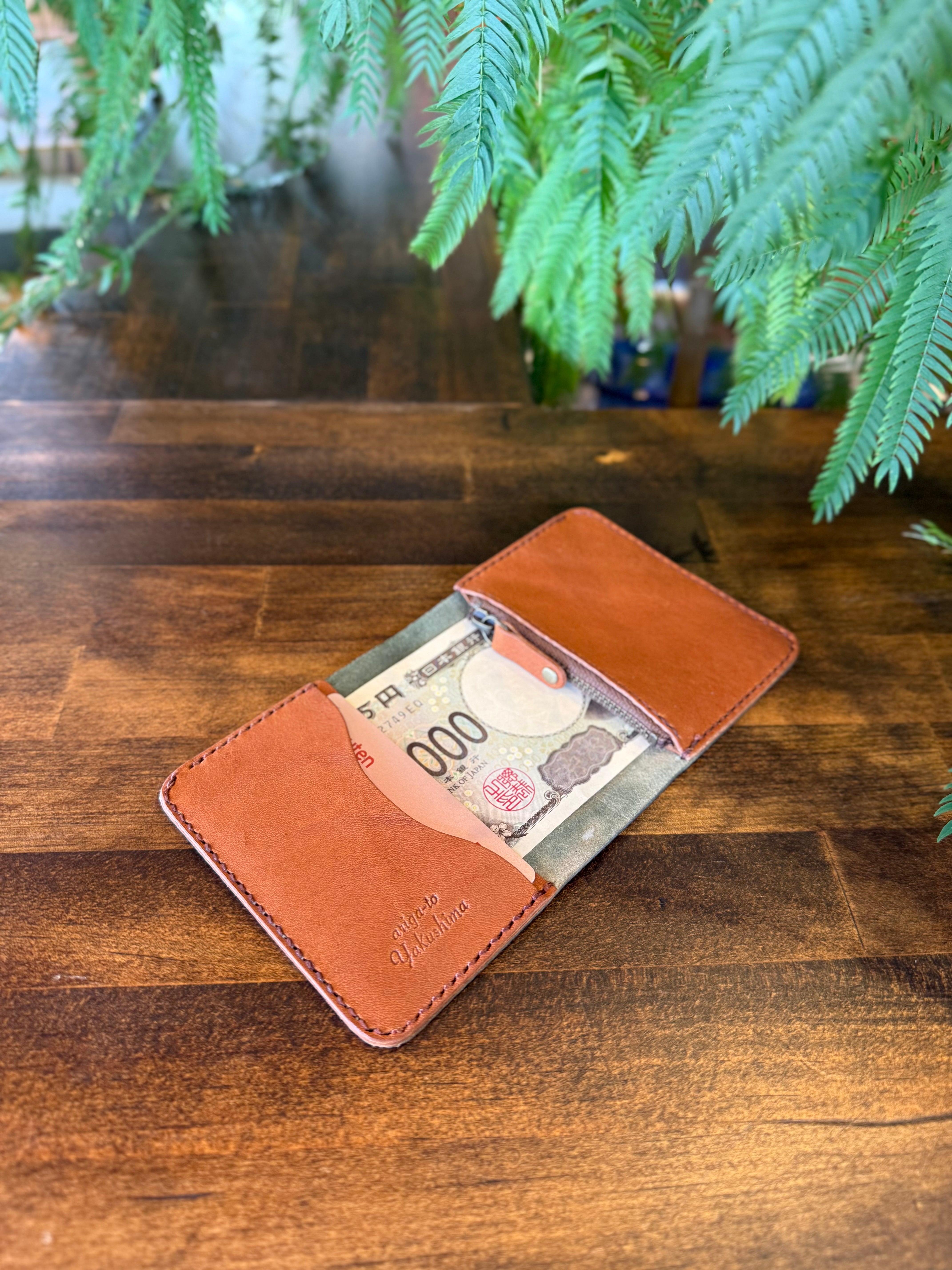 【屋久鹿革】家計管理Wallet(カーキ)
