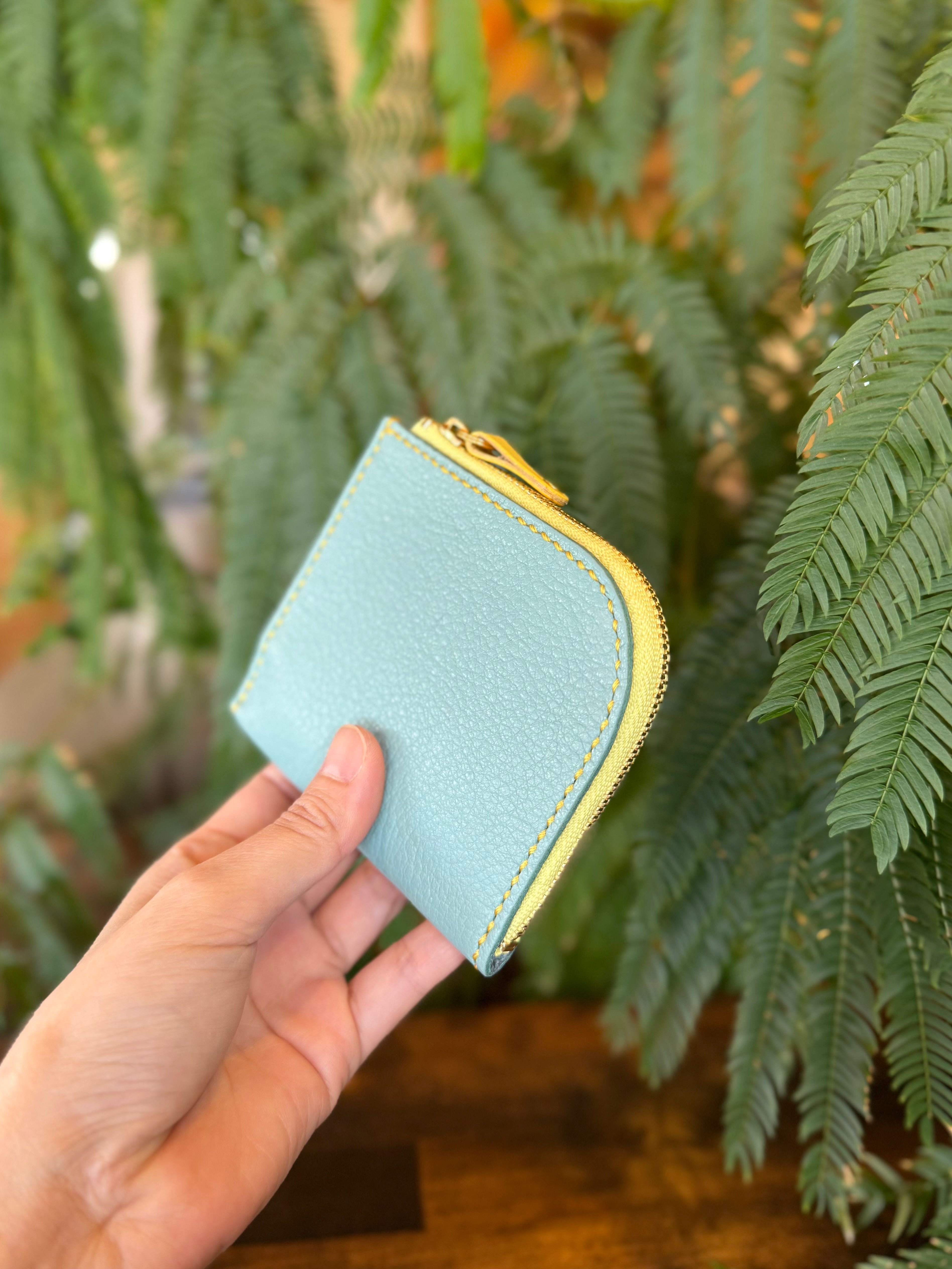 【屋久鹿革】島財布・ターコイズ