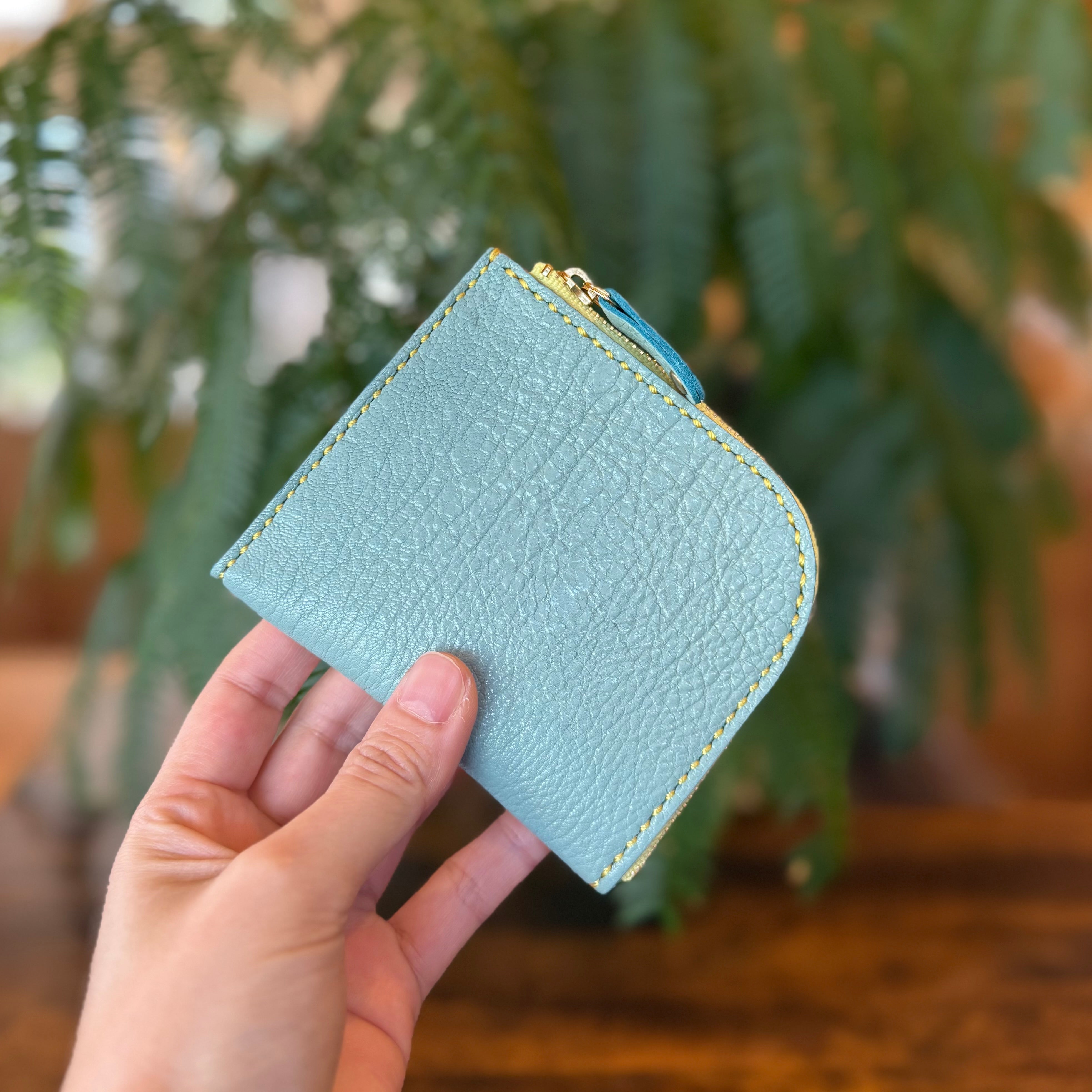 【屋久鹿革】島財布・ターコイズ