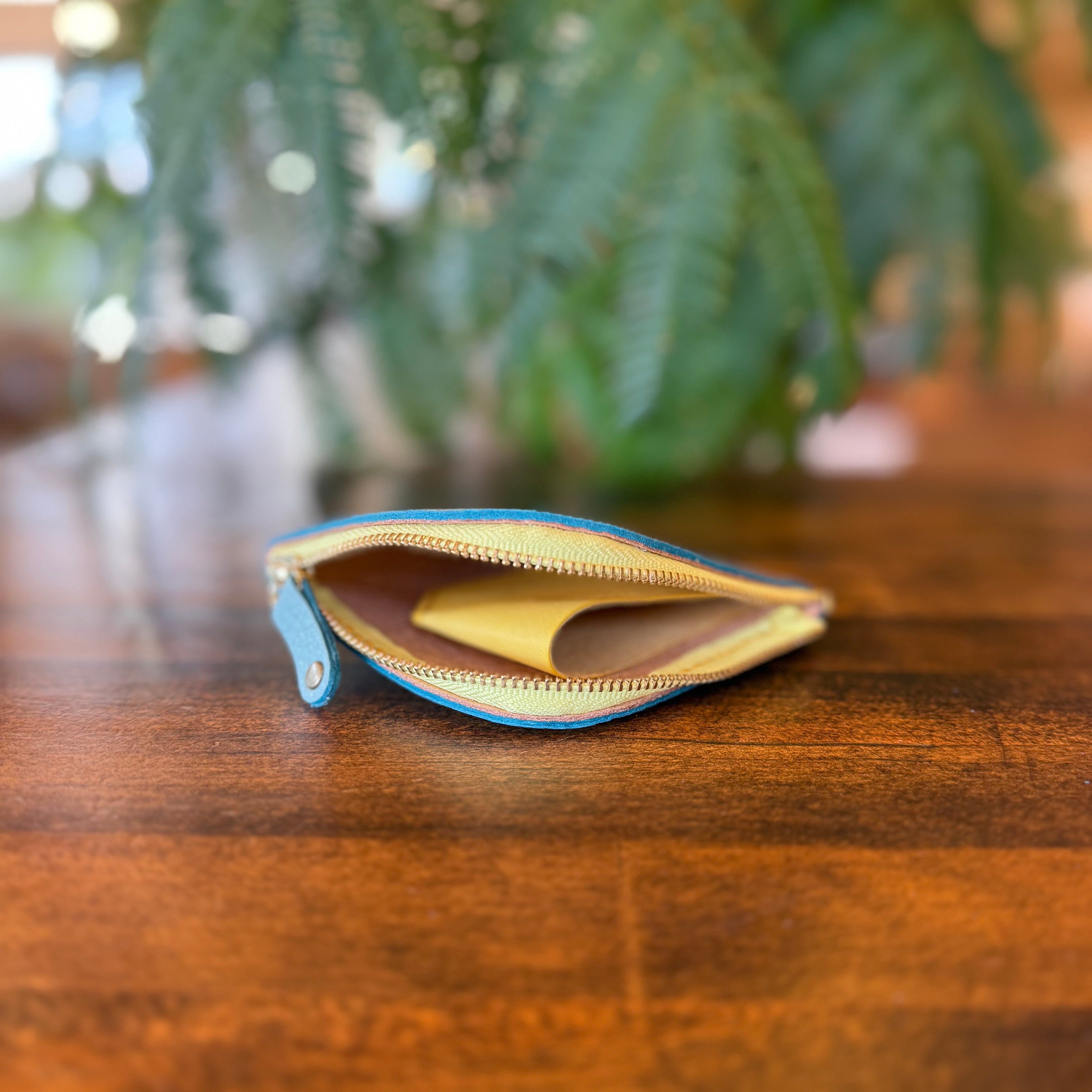 【屋久鹿革】島財布・ターコイズ