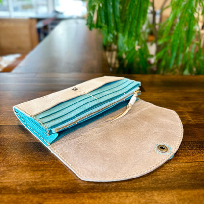 Sea turtle long wallet (undyed x ice blue)