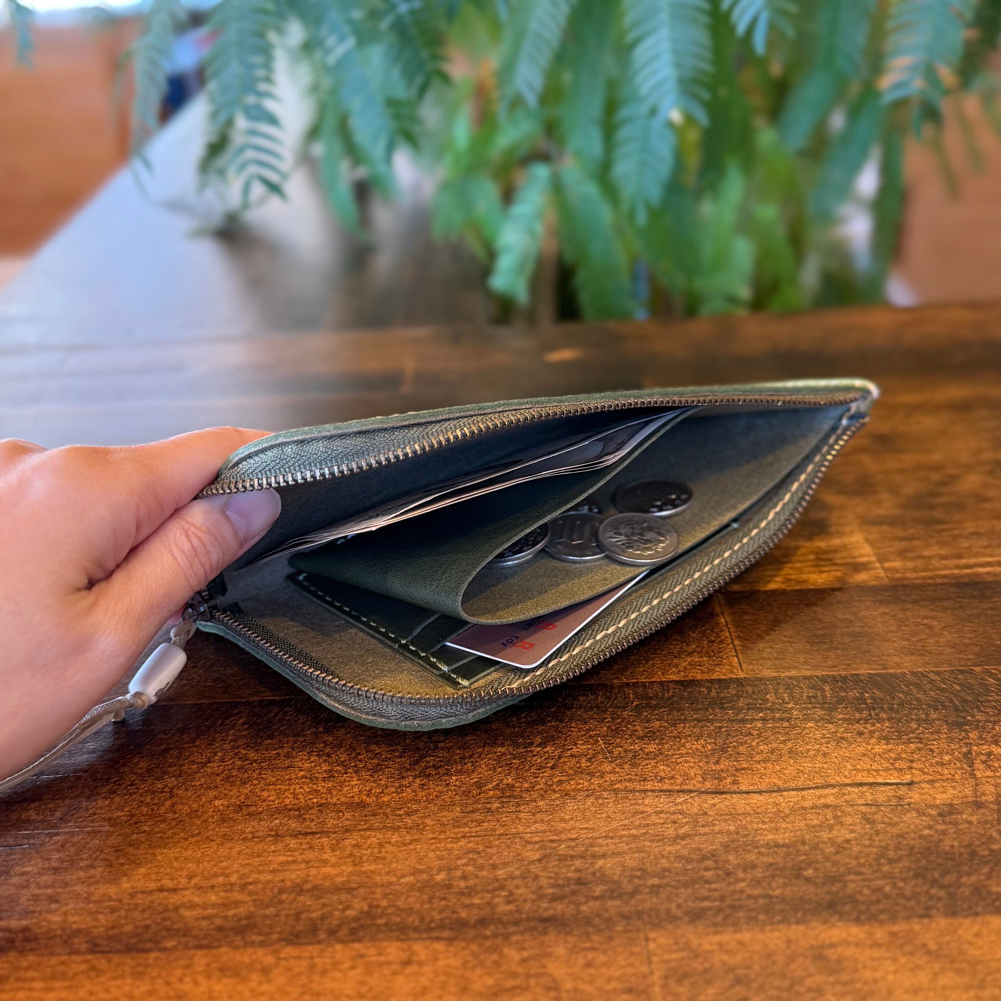 【屋久鹿革】島財布セミロング（キャメル）