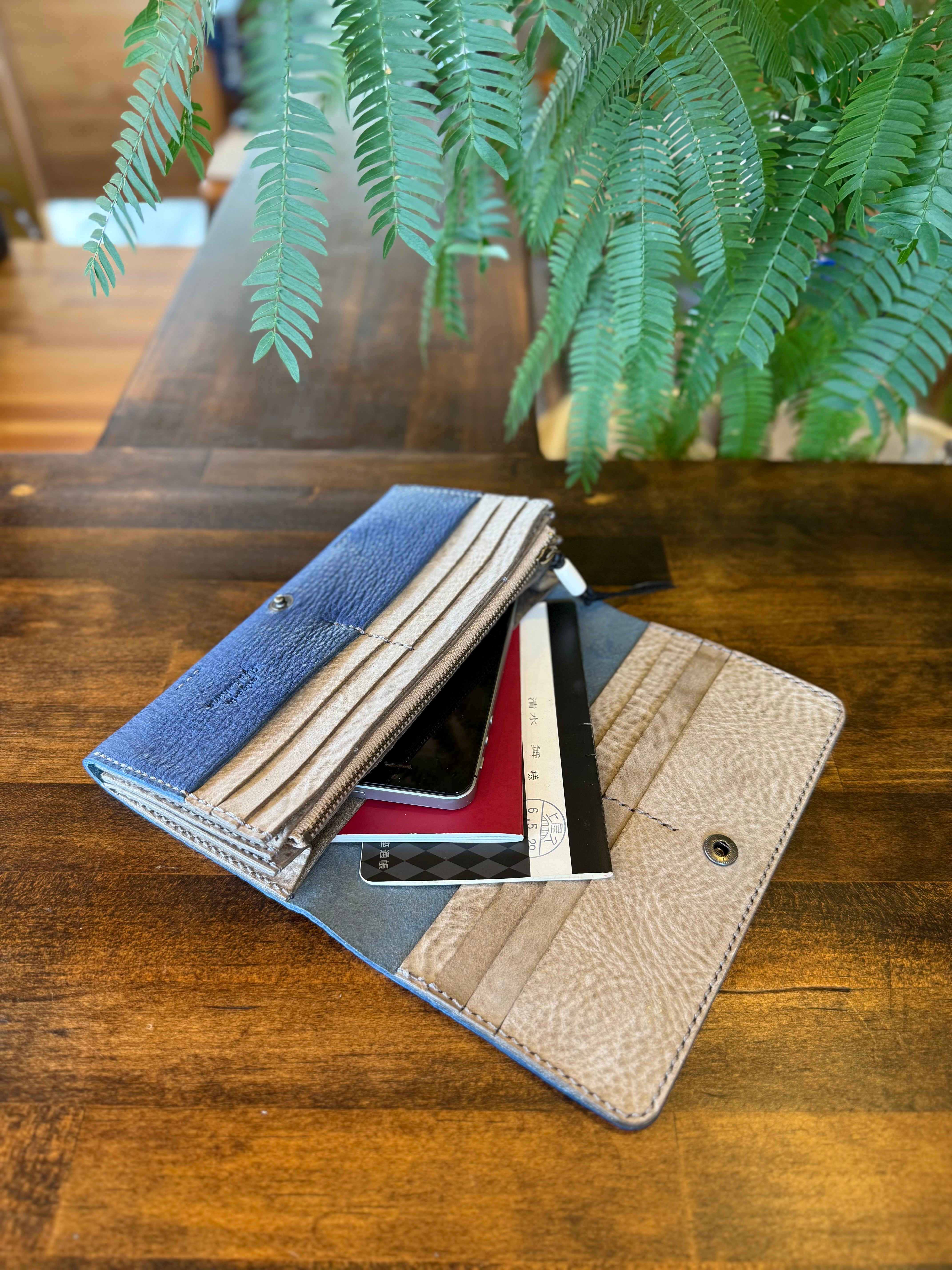 【蝦夷鹿革】『深海』長財布【受注生産】