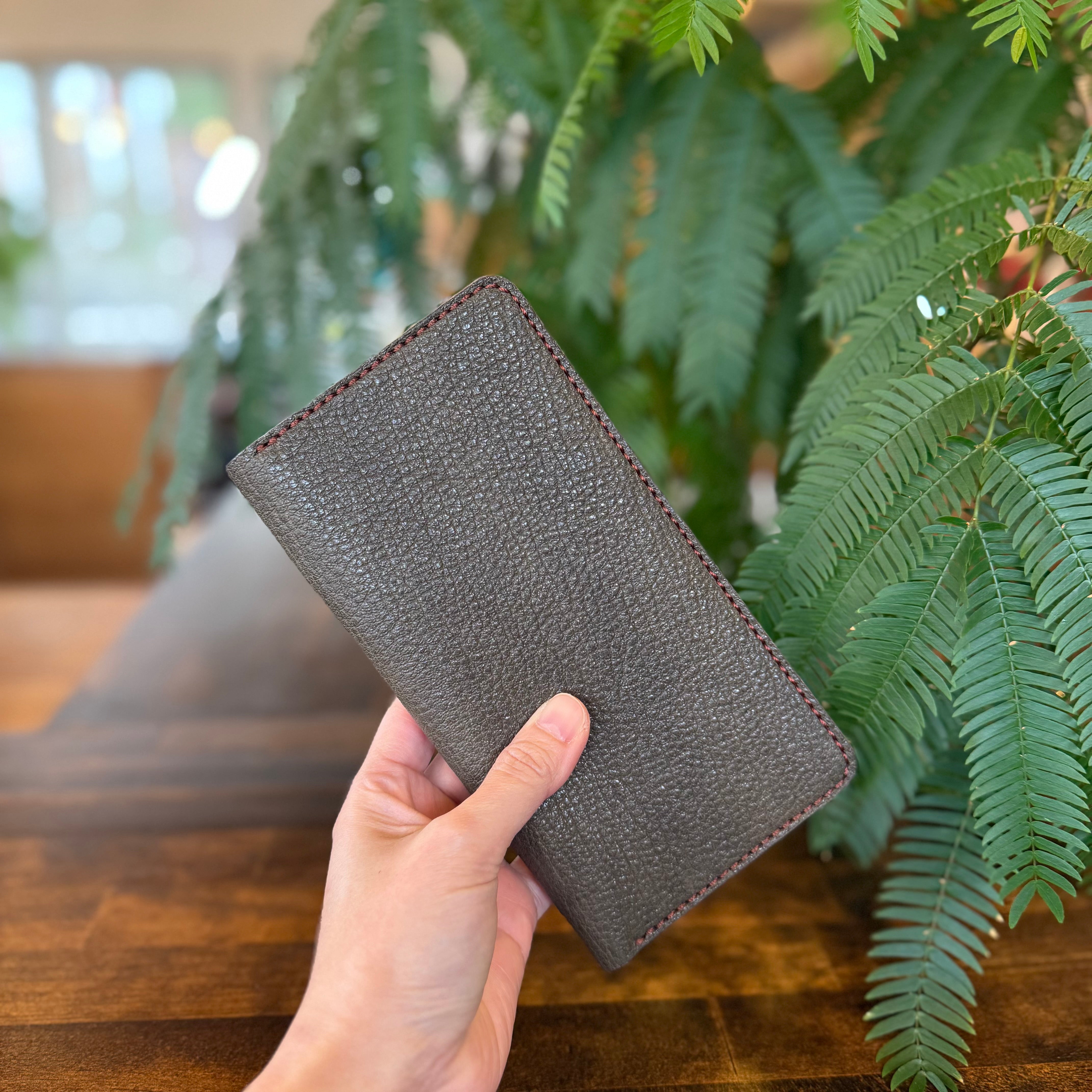 【屋久鹿革】スマートウォレット（カーキ×ワイン）