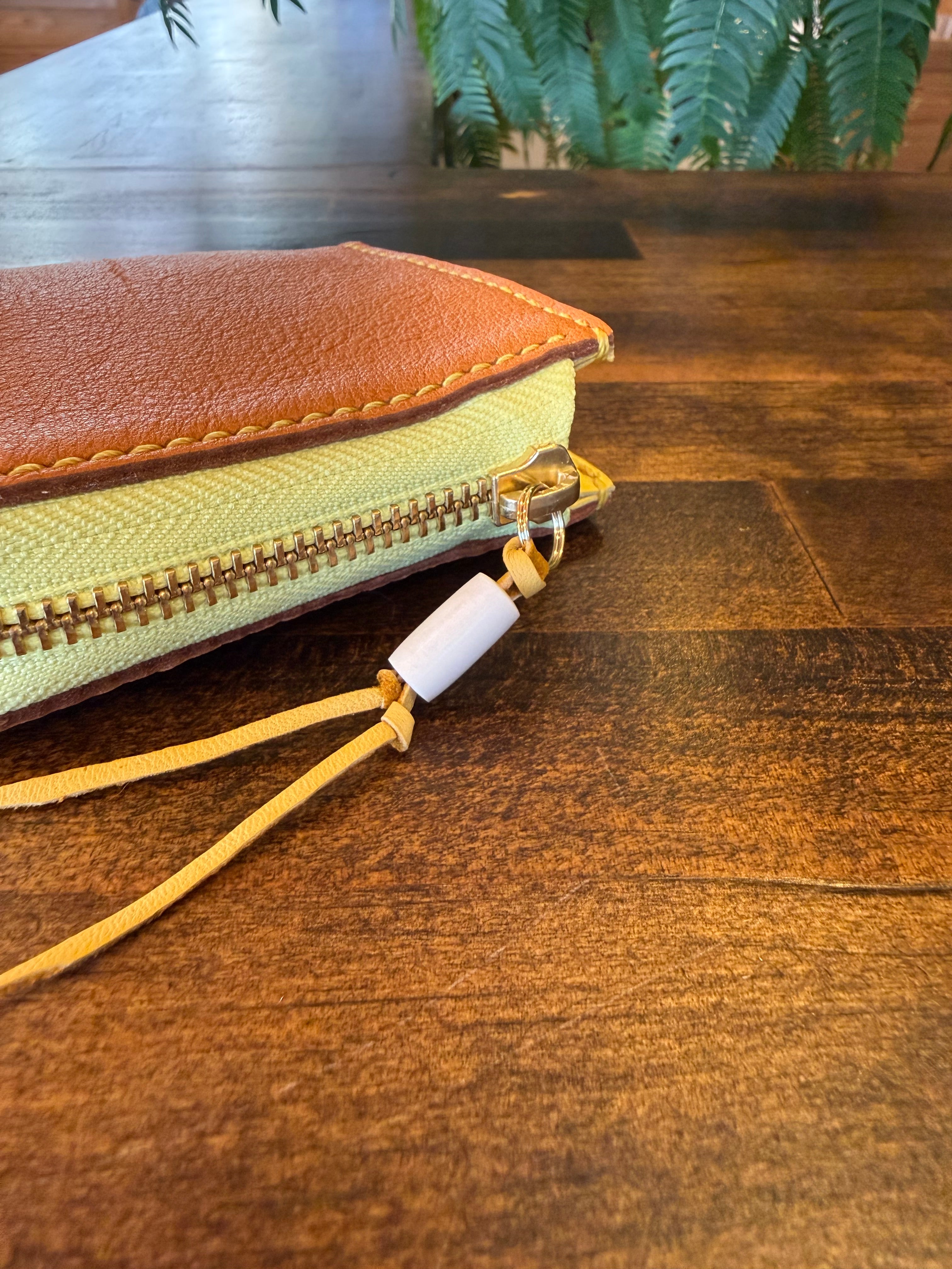 【屋久鹿革】究極の島財布(キャメル×レモン)
