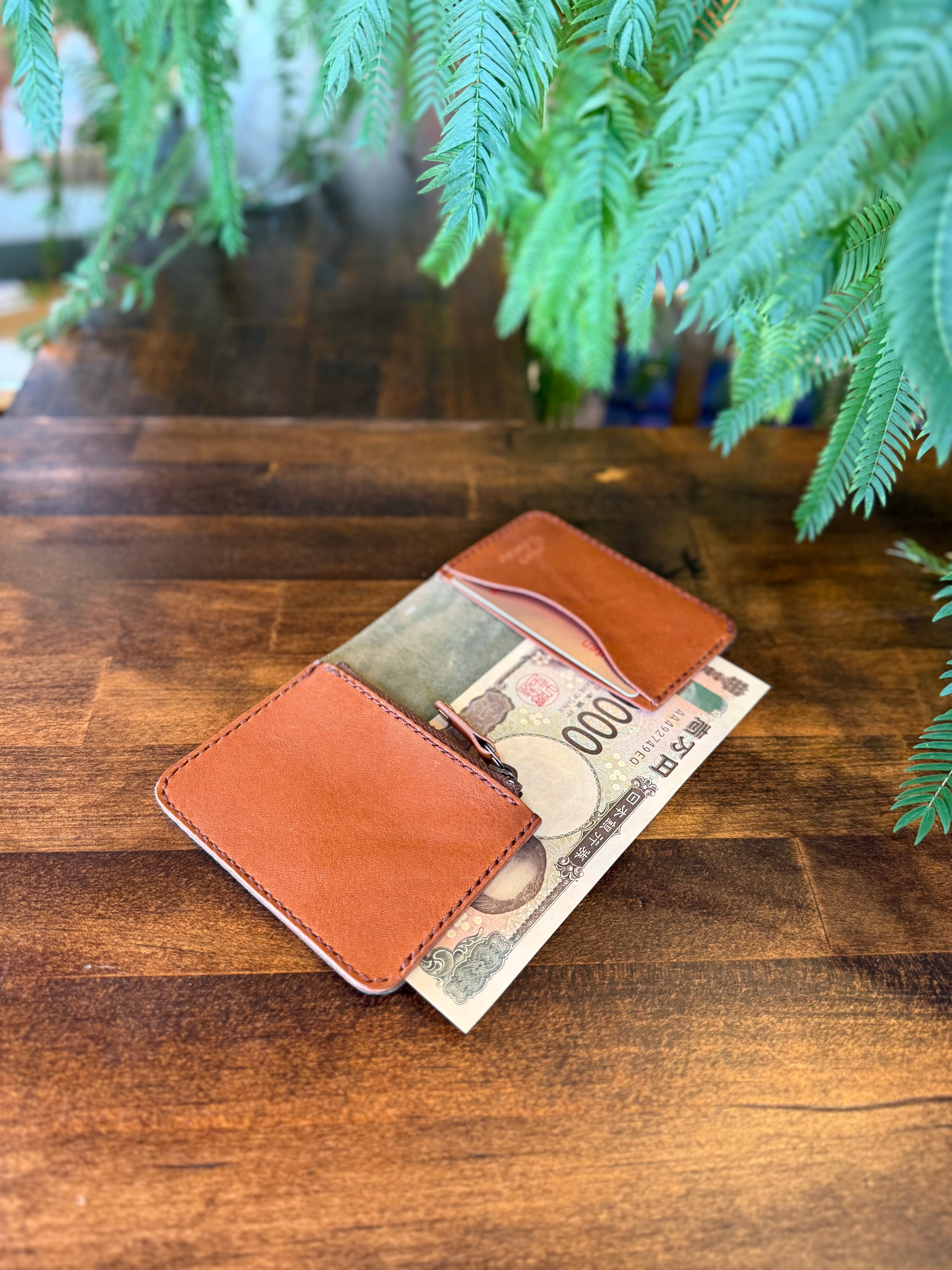 【屋久鹿革】家計管理Wallet(カーキ)