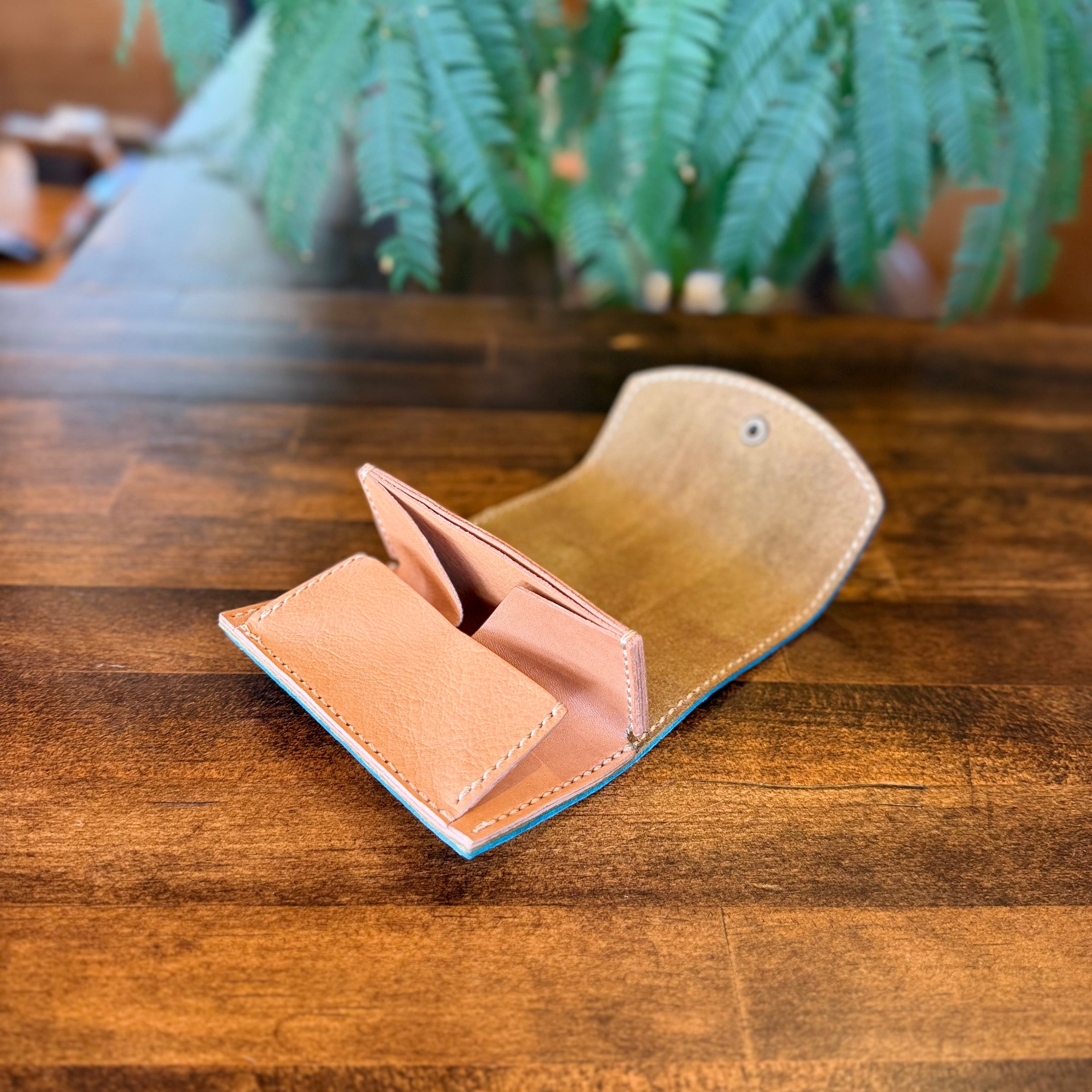 【屋久鹿革】究極のこぢんまり財布／ターコイズ