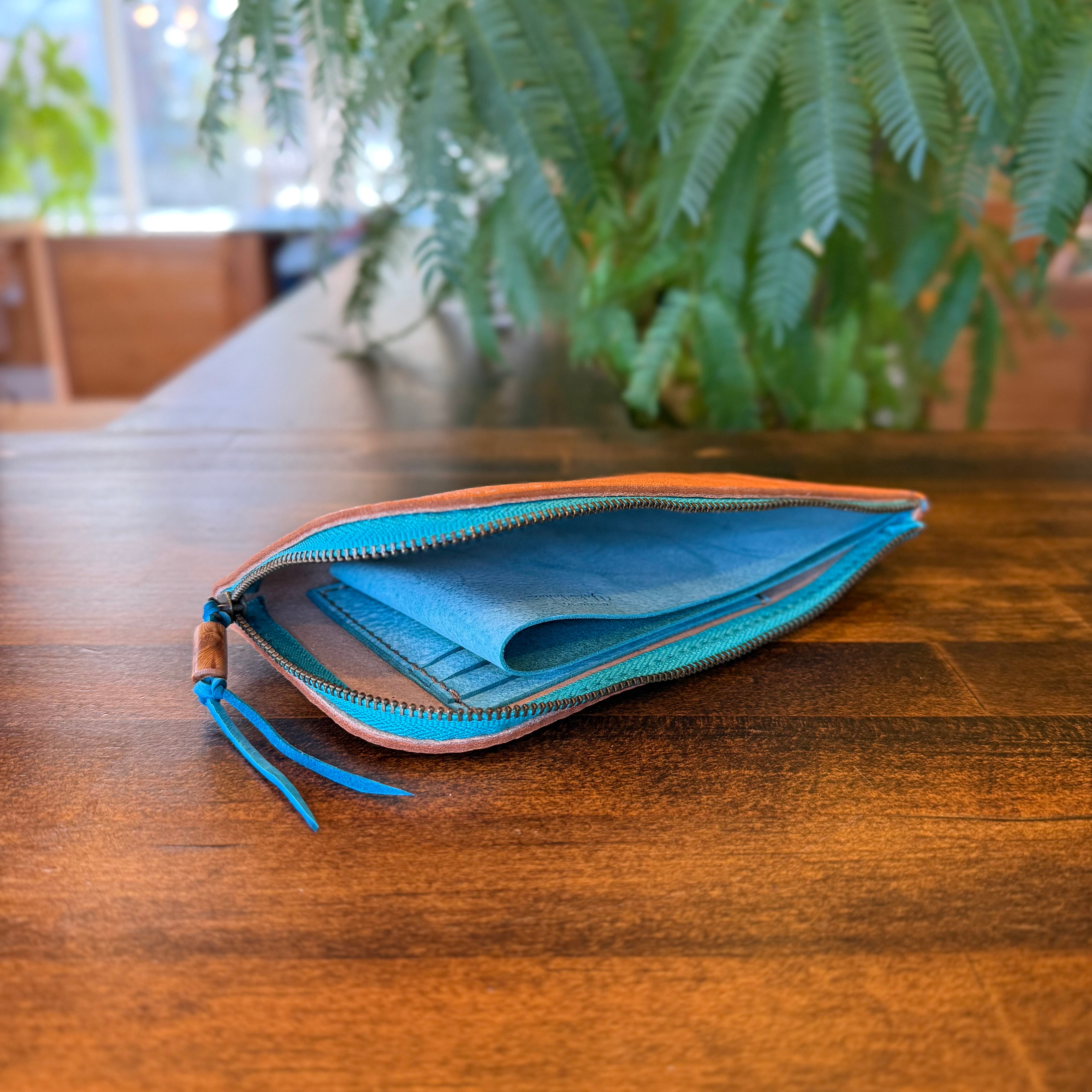 【屋久鹿革】島財布セミロング（キャメル）