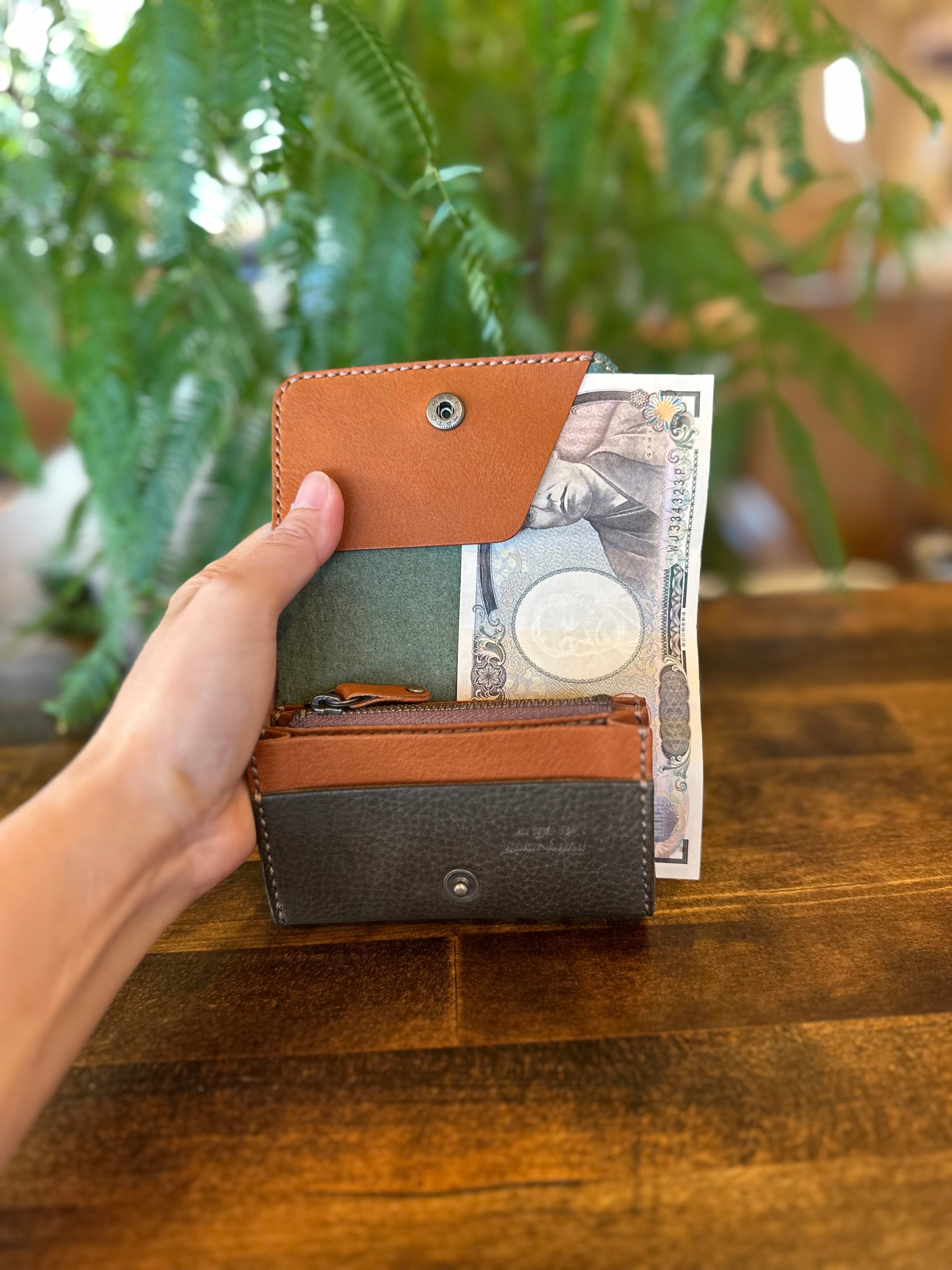 【屋久鹿革】こぢんまり財布(カーキ)