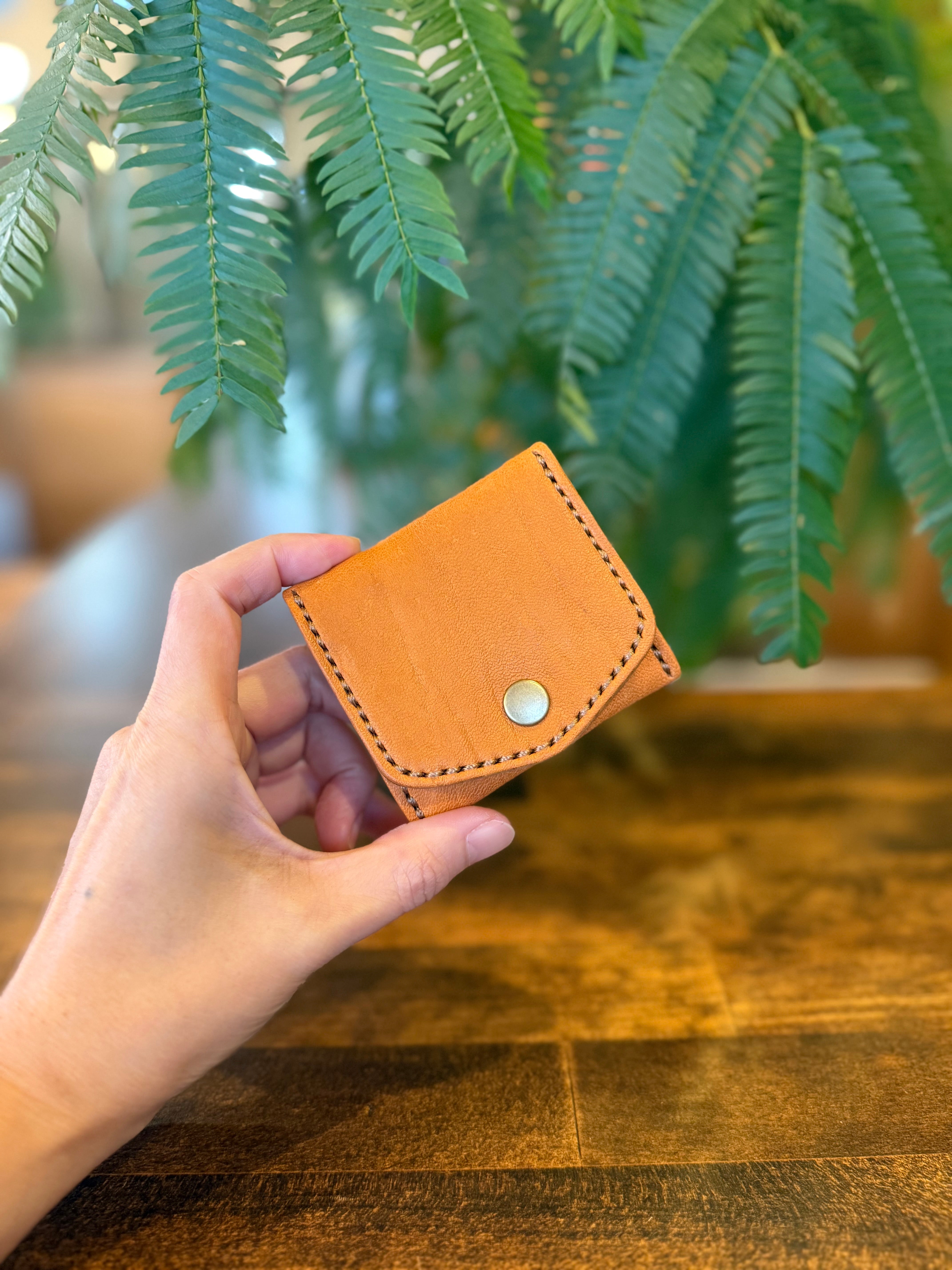 【屋久鹿革×京鹿革】BOX型コインケース(キャメル）