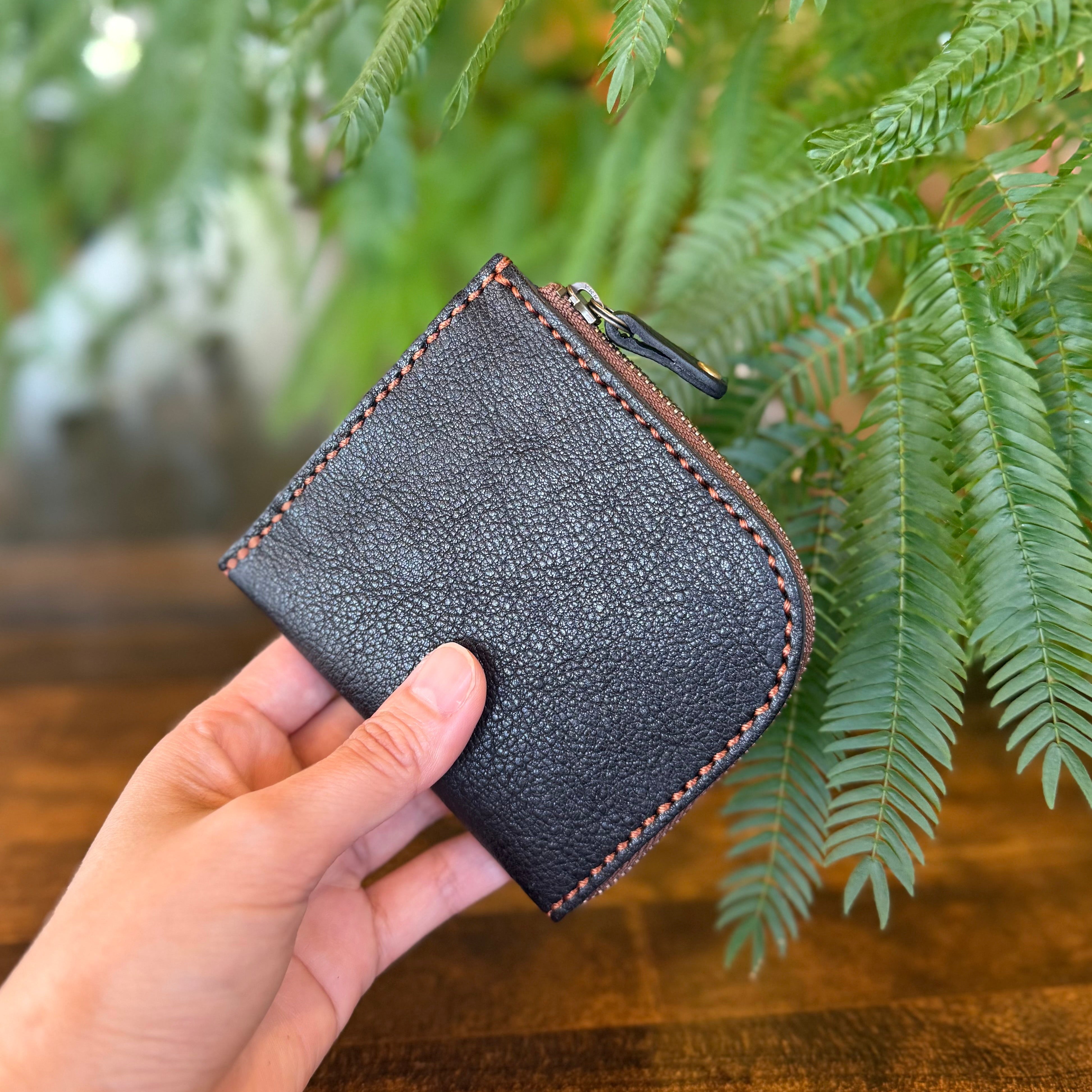 【京鹿革】島財布／ブラック