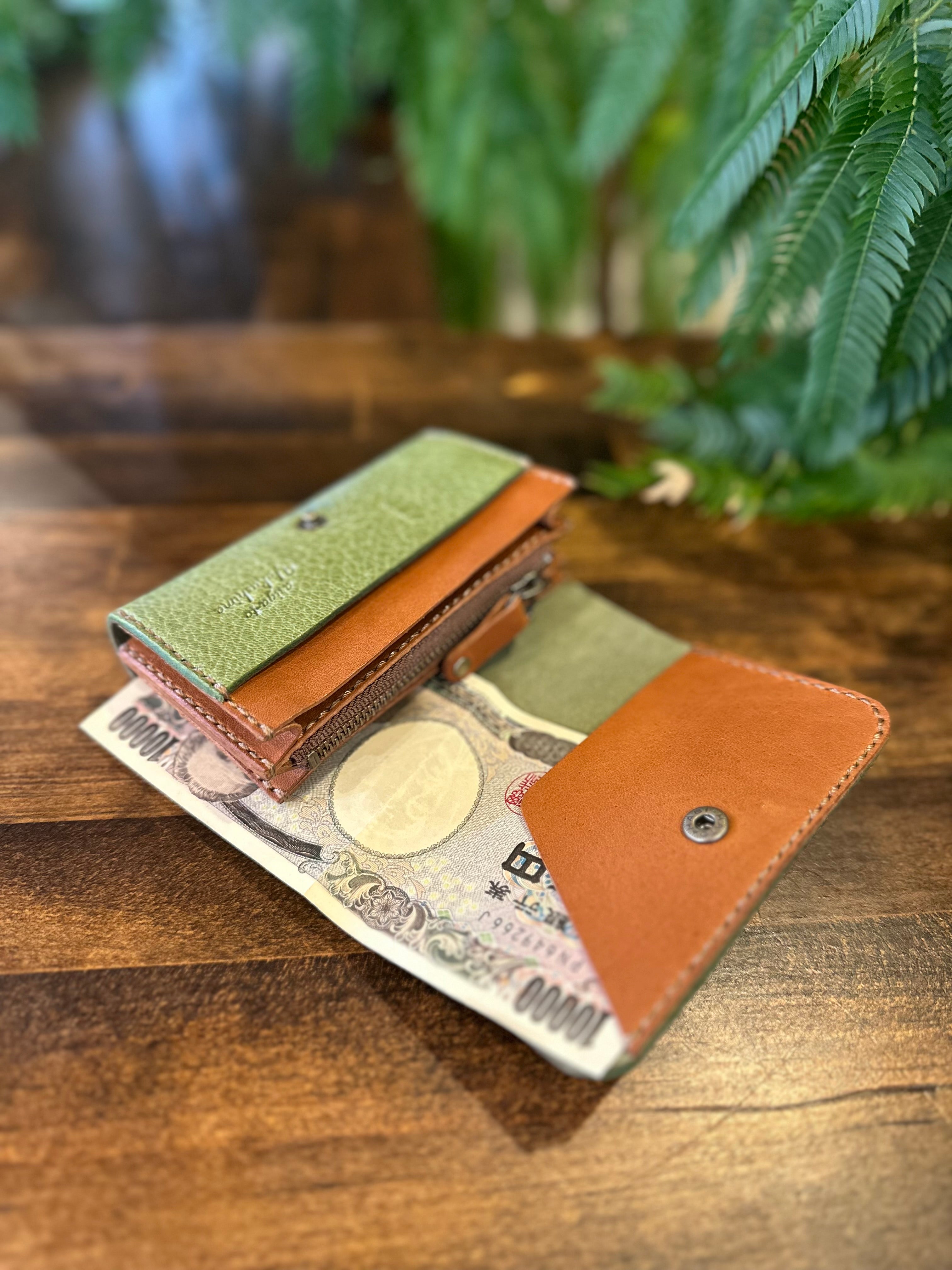 【屋久鹿革】こぢんまり財布(苔)