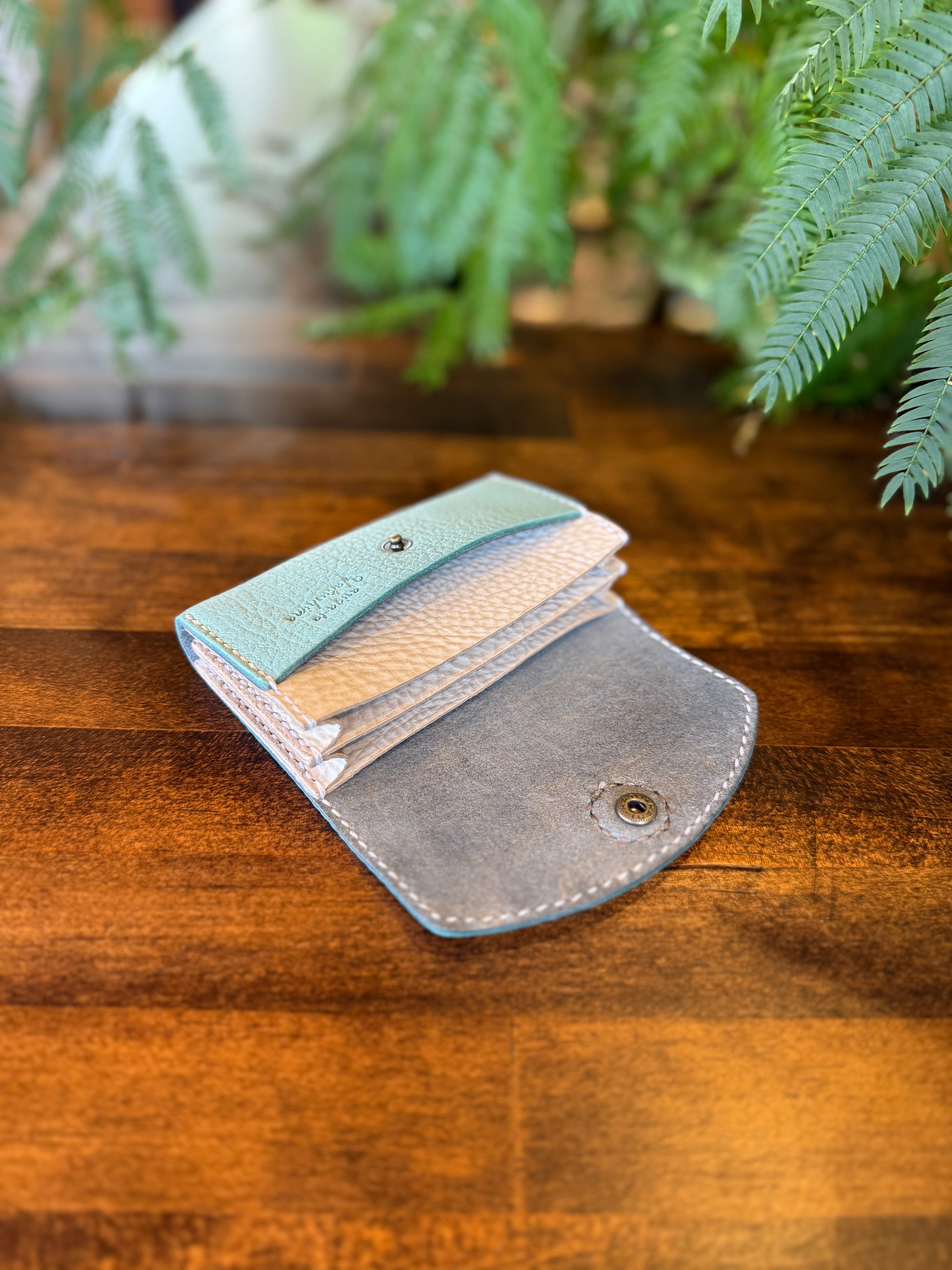 【屋久鹿革】おさいふ名刺入れ (ウミガメ・ターコイズ)