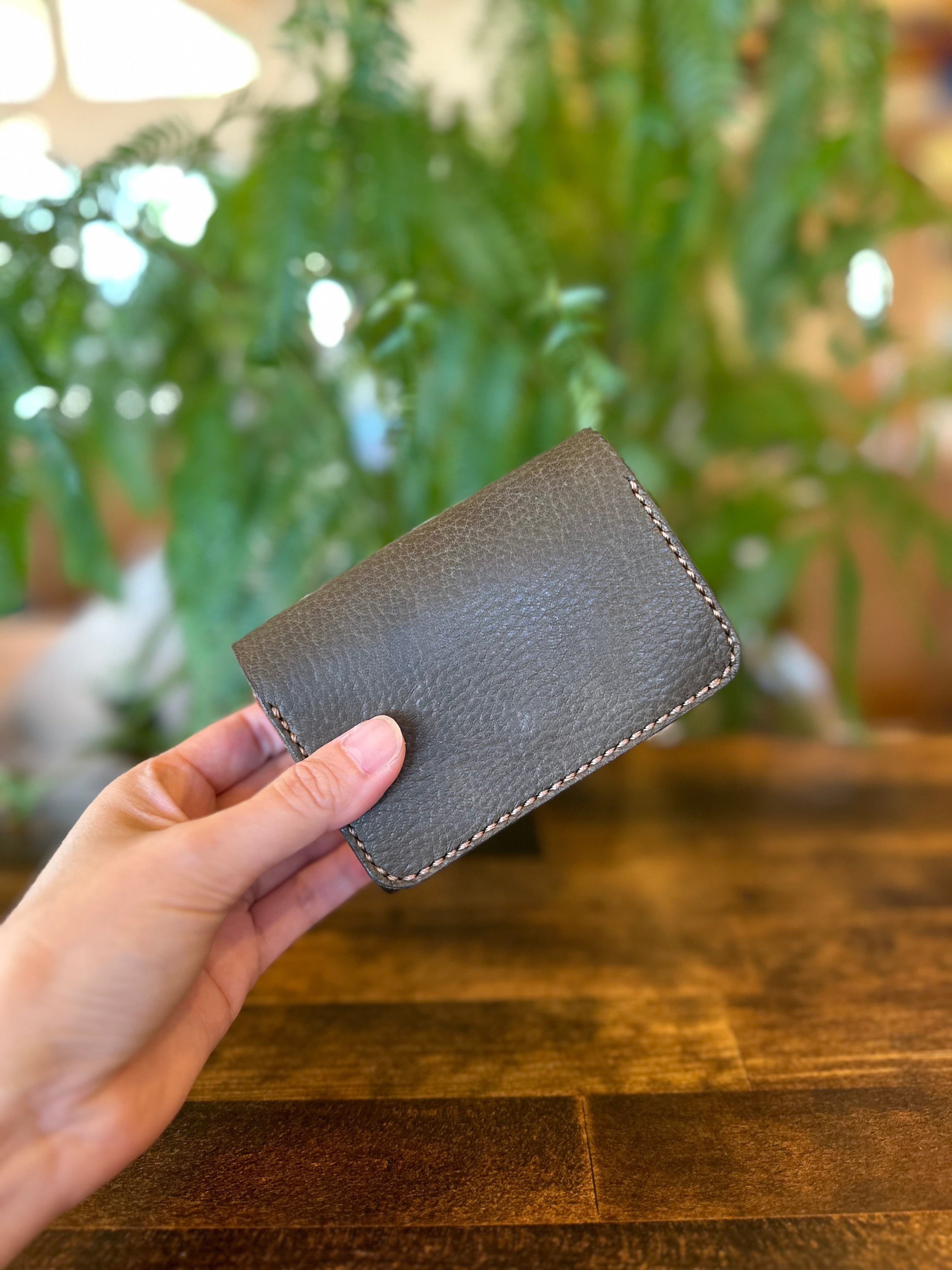 【屋久鹿革】こぢんまり財布(カーキ)