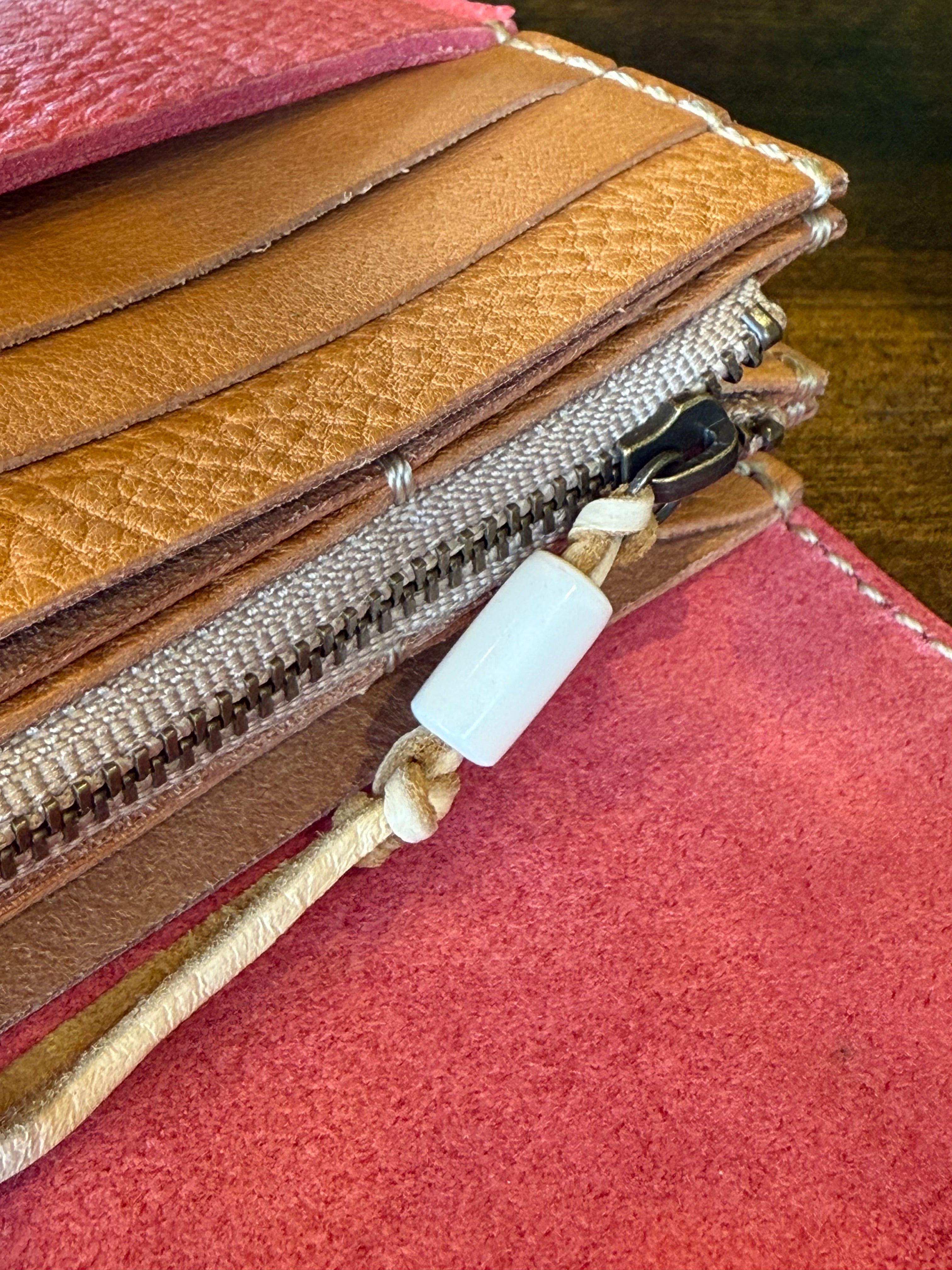 【屋久鹿革】ヤクシカと三日月のロングウォレット(桜)