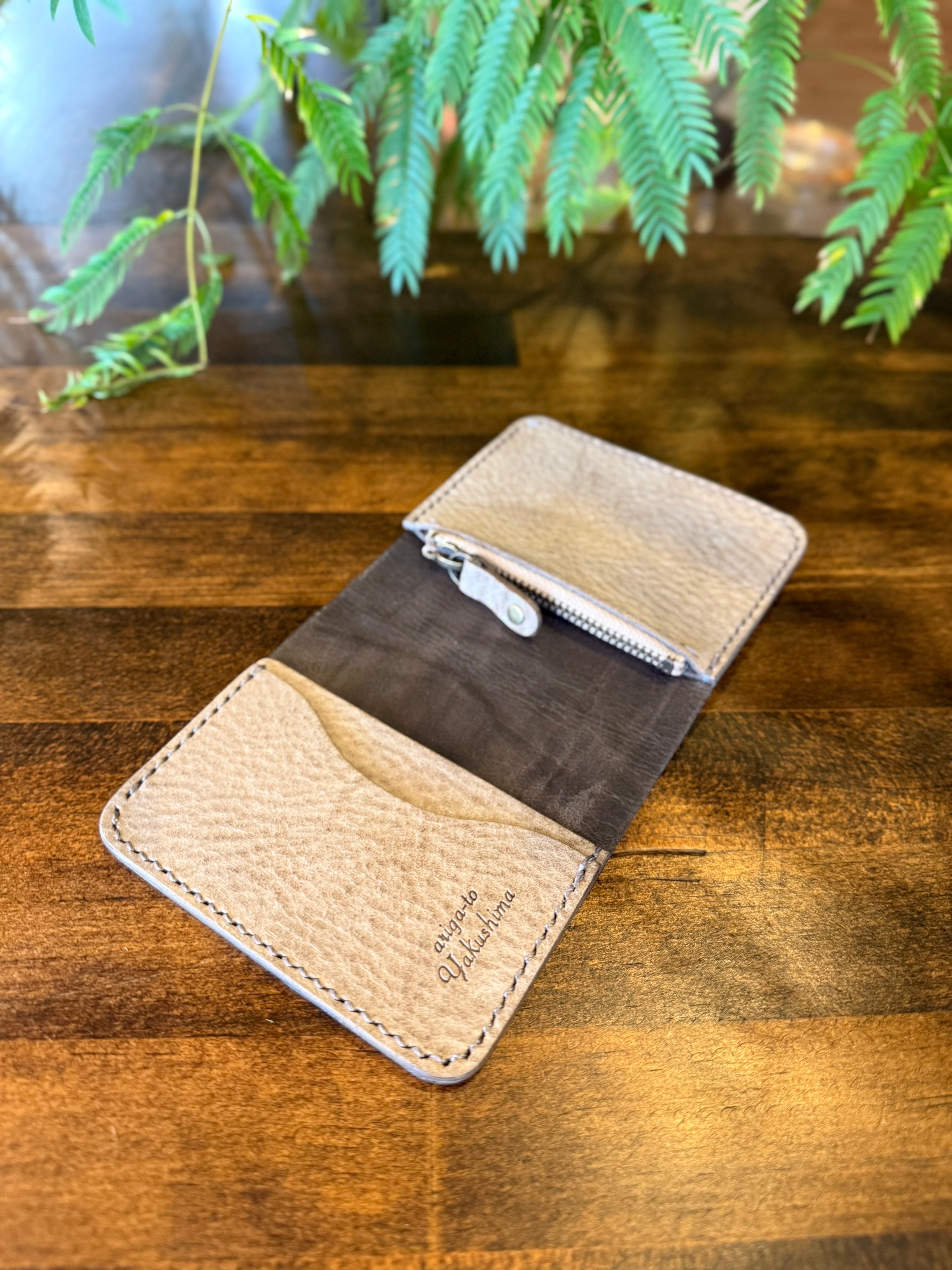 【屋久鹿革】家計管理Wallet(カーキ)【決闘の申し子】