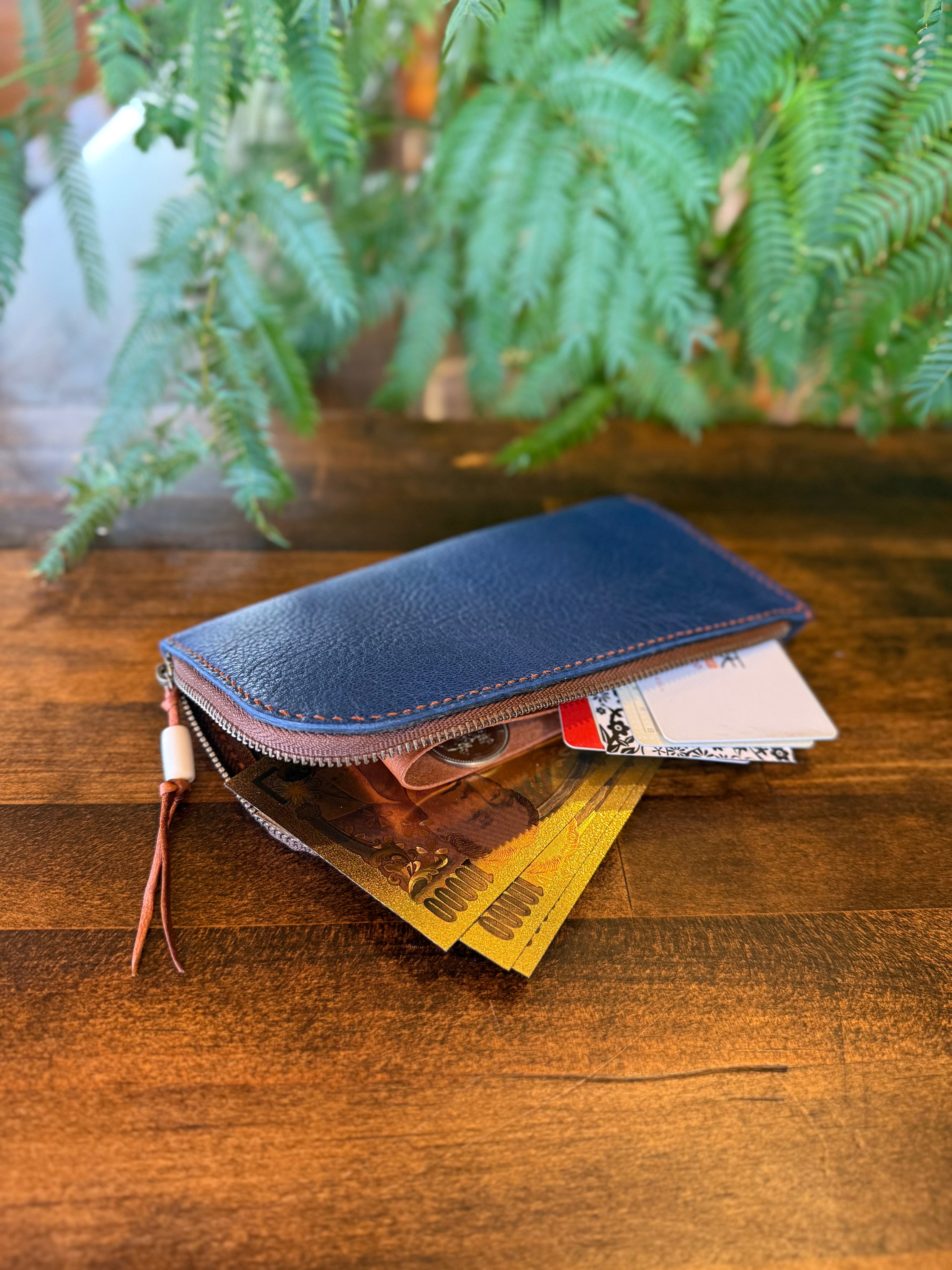 【蝦夷鹿革】島財布セミロング