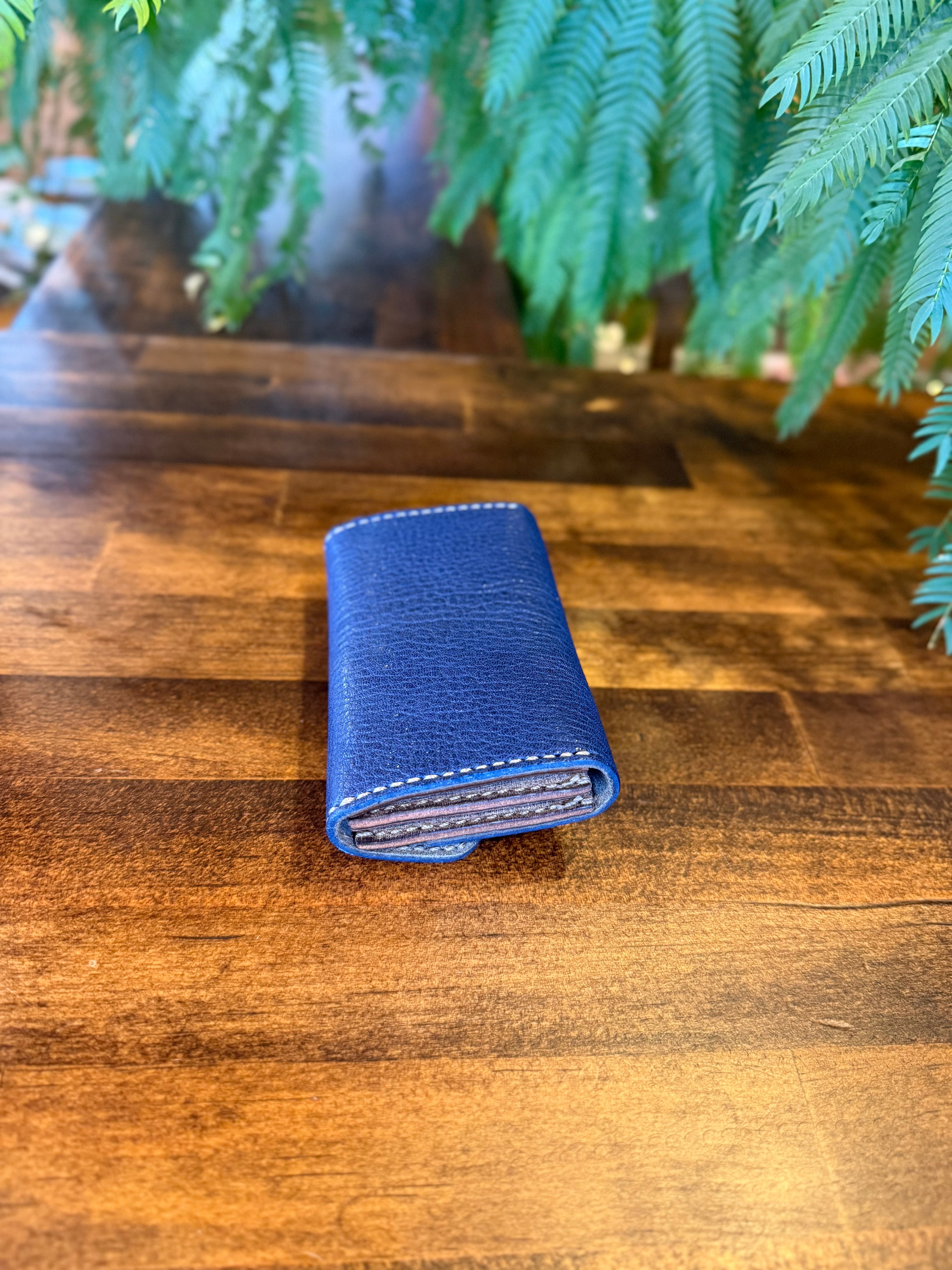 【京鹿革】おさいふ名刺入れ (ウミガメ・ブルー)