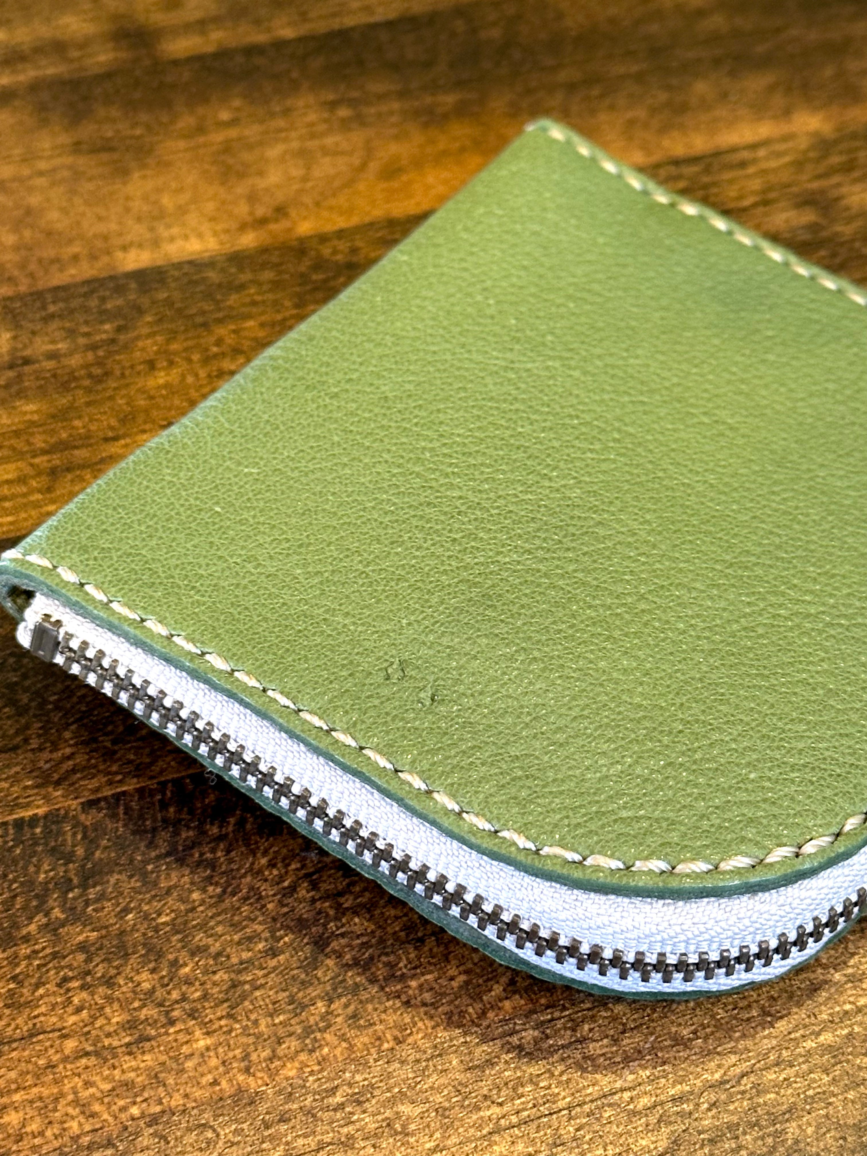 【屋久鹿革】島財布・苔色