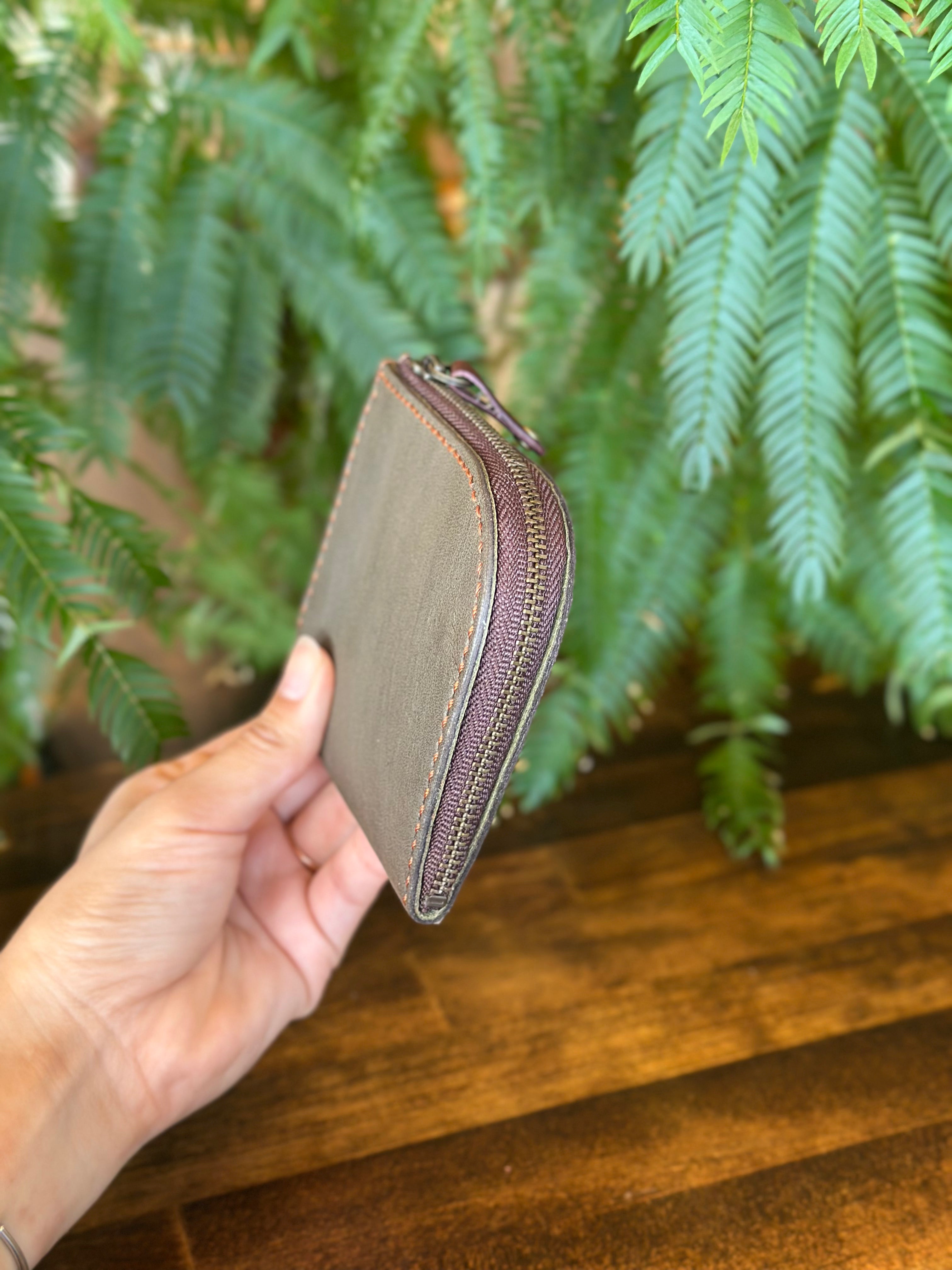 【屋久鹿革】島財布・カーキ