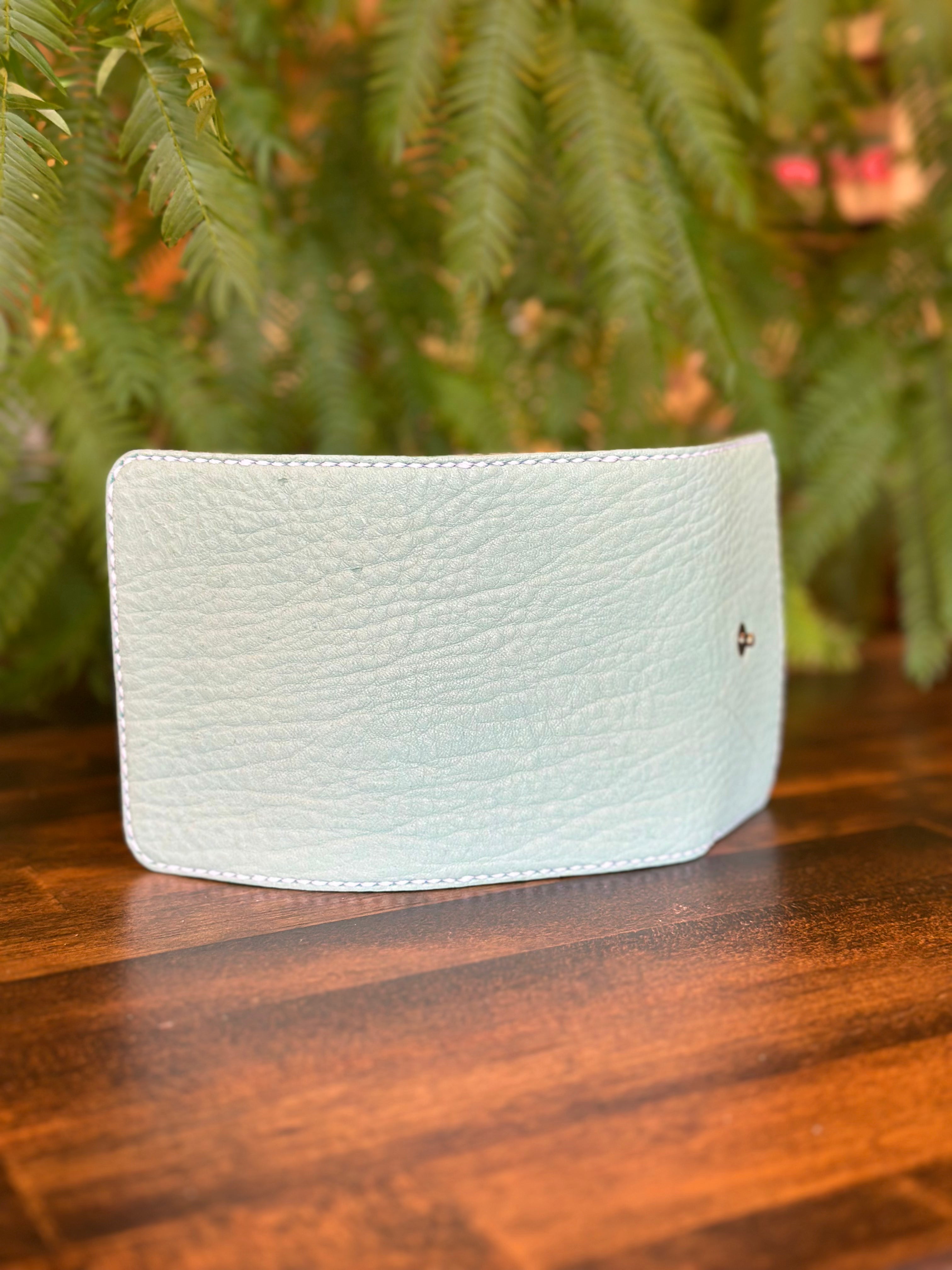 【屋久鹿革】おさいふキーケース(ターコイズ×ホワイト)