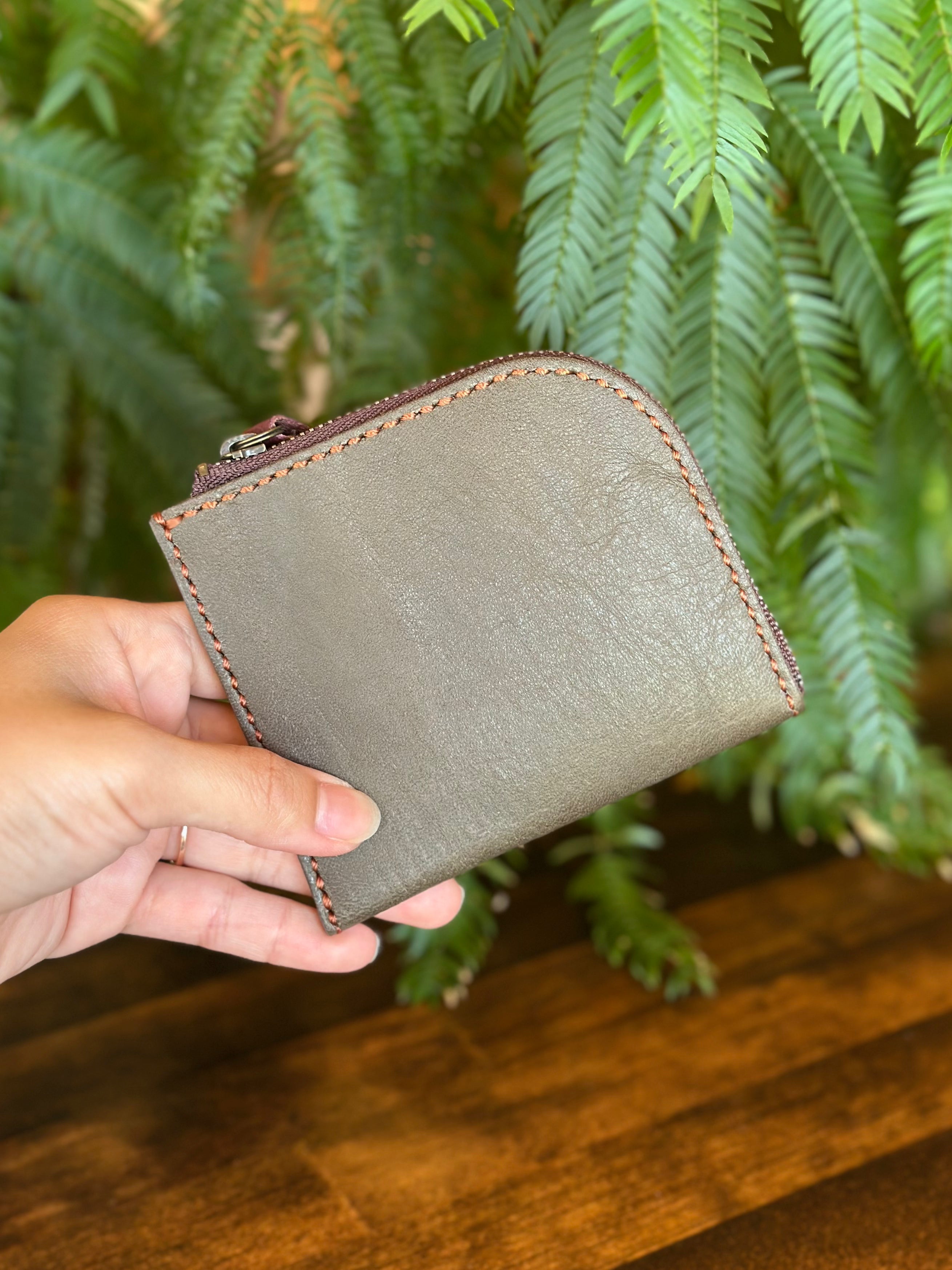 【屋久鹿革】島財布・カーキ