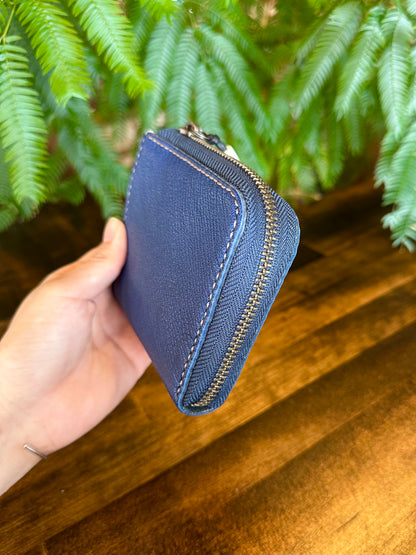 【京鹿革】究極の島財布（ブルー×ブラック）