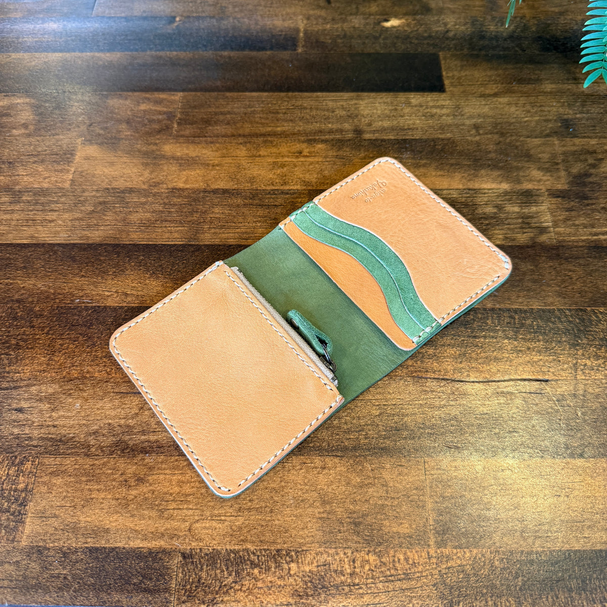 [Yakushika Deer Leather] Household Budget Wallet / Moss