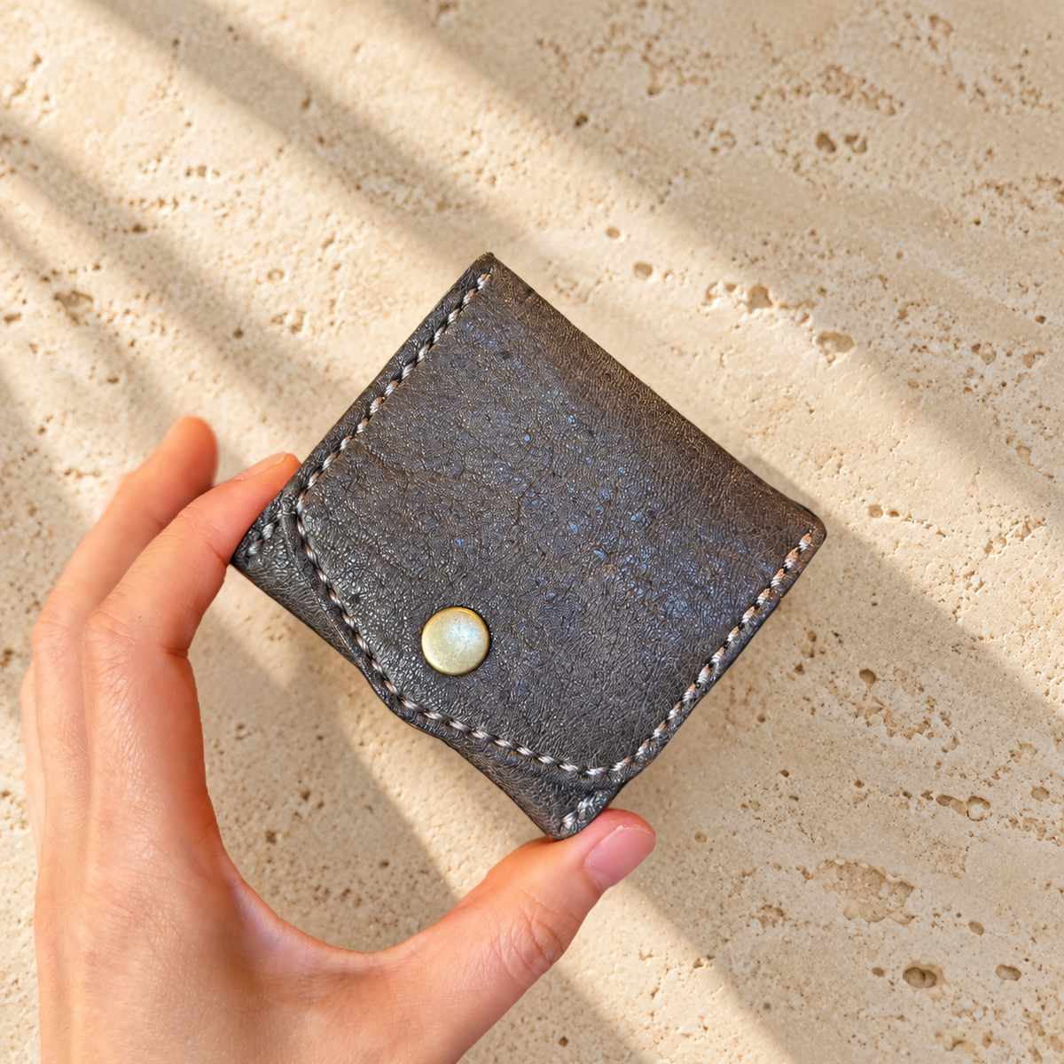 [Yakushika Leather x Kyojishika Leather] Box Coin Purse / Khaki