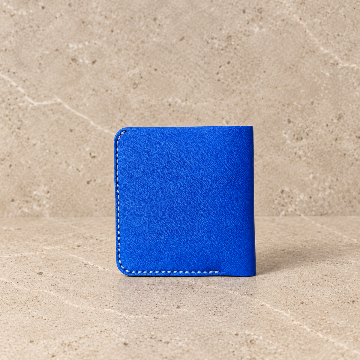 【蝦夷鹿革】家計管理Wallet／ブルー×グレージュ
