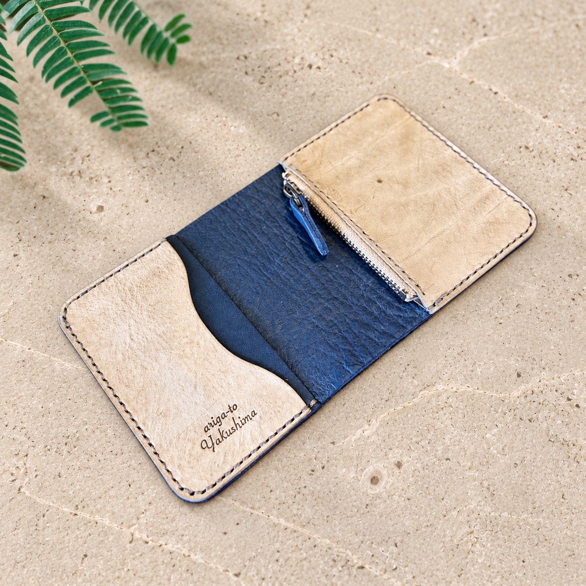 【Ezo Deer Leather】Household Budget Wallet / Blue