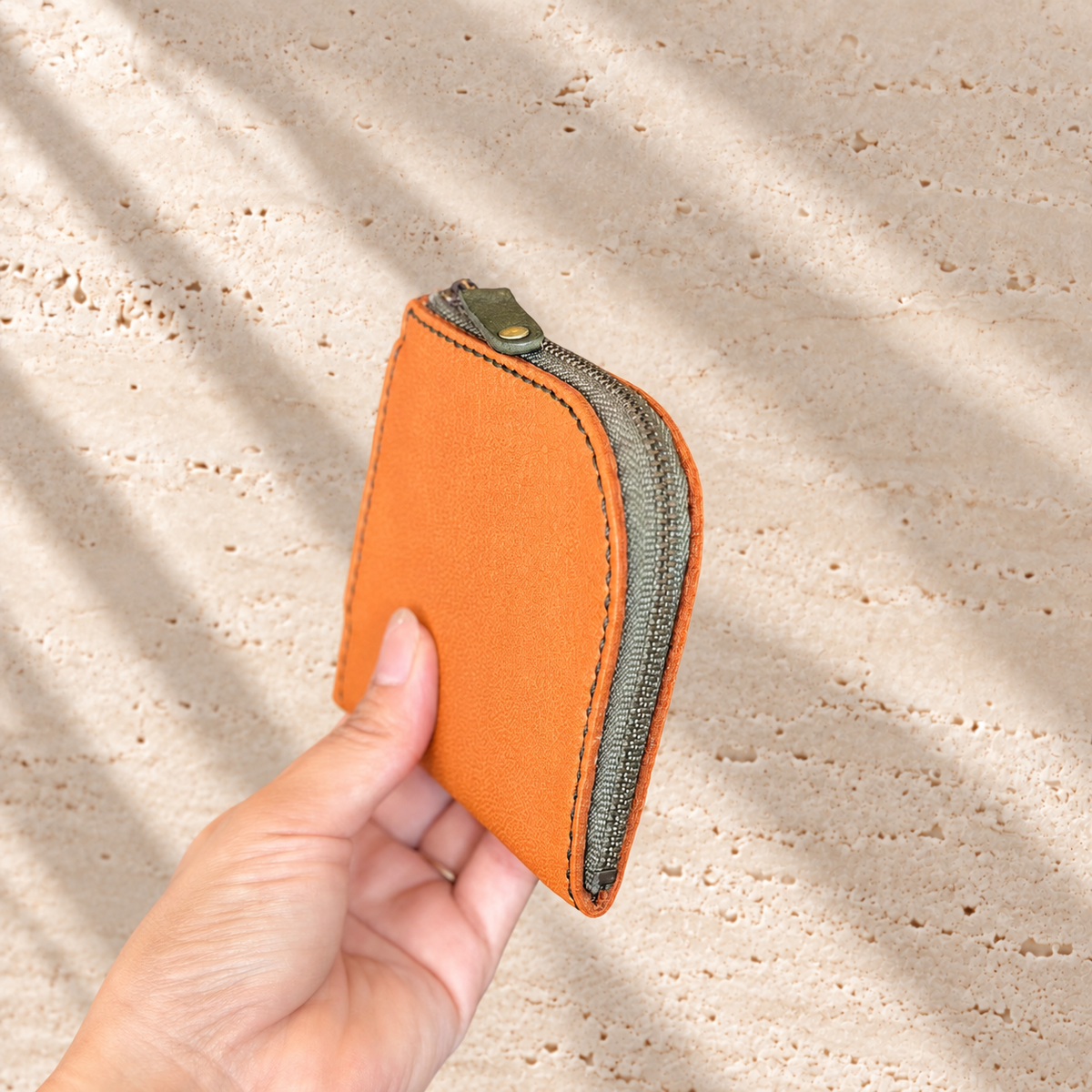 [Yakushika Deer Leather] Island Wallet / Camel