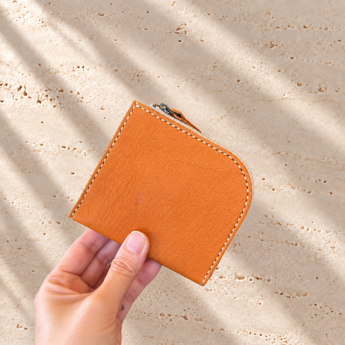[Yakushika Deer Leather] Island Wallet / Camel