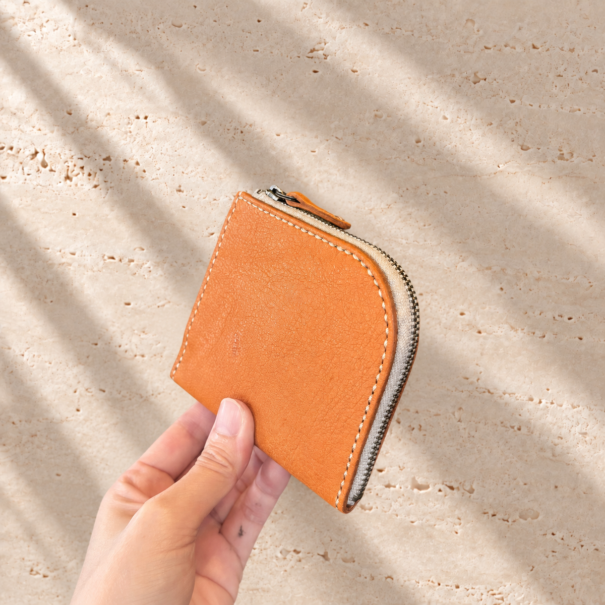 [Yakushika Deer Leather] Island Wallet / Camel