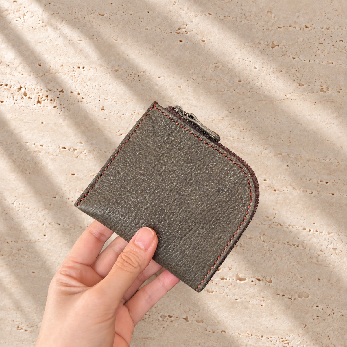 [Yakushika Deer Leather] Island Wallet / Khaki